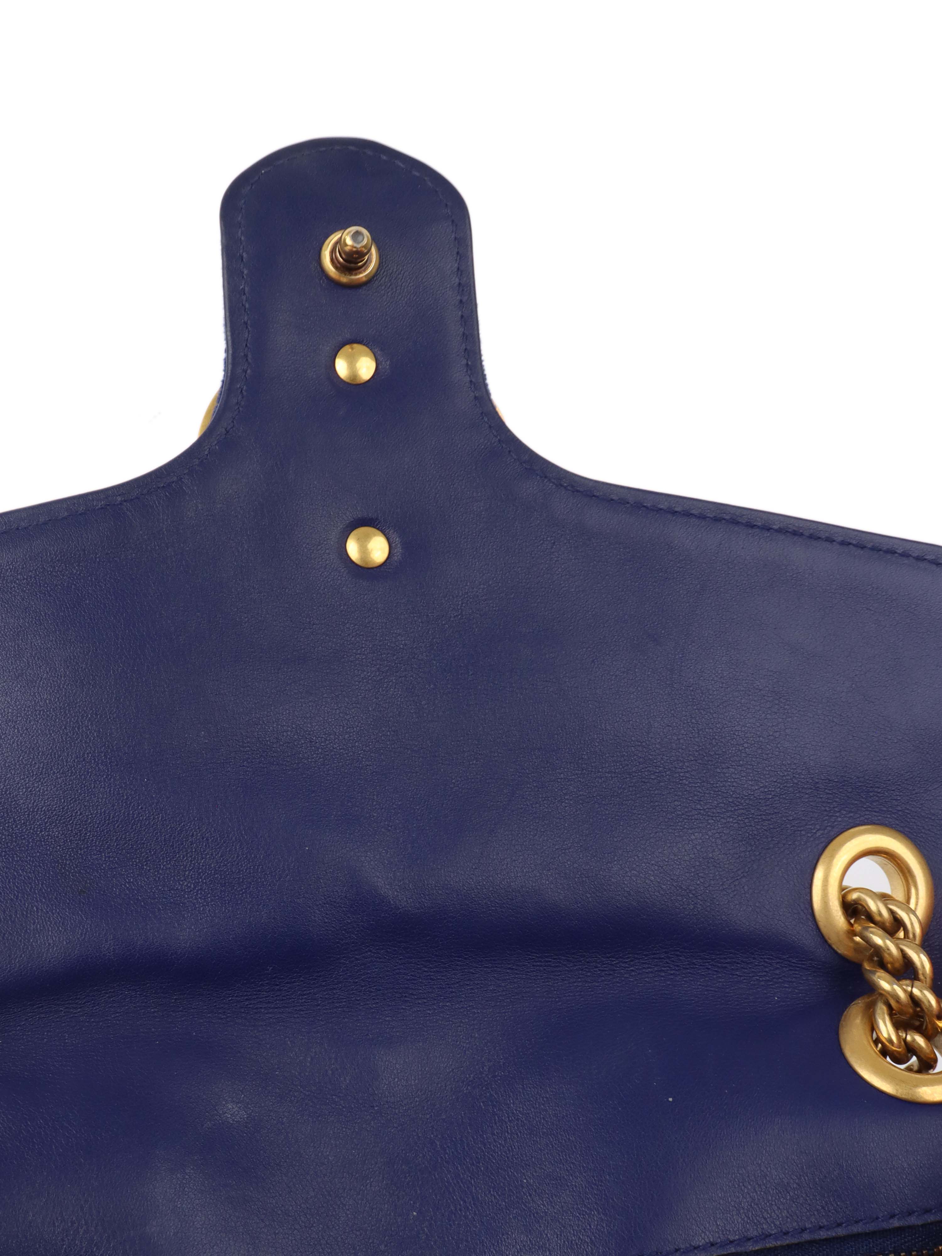 Gucci Blue Velvet Marmont Shoulder Bag for Women | Luxury Designer Handbag | Perfect for Evening Parties, Date Nights & Special Occasions
