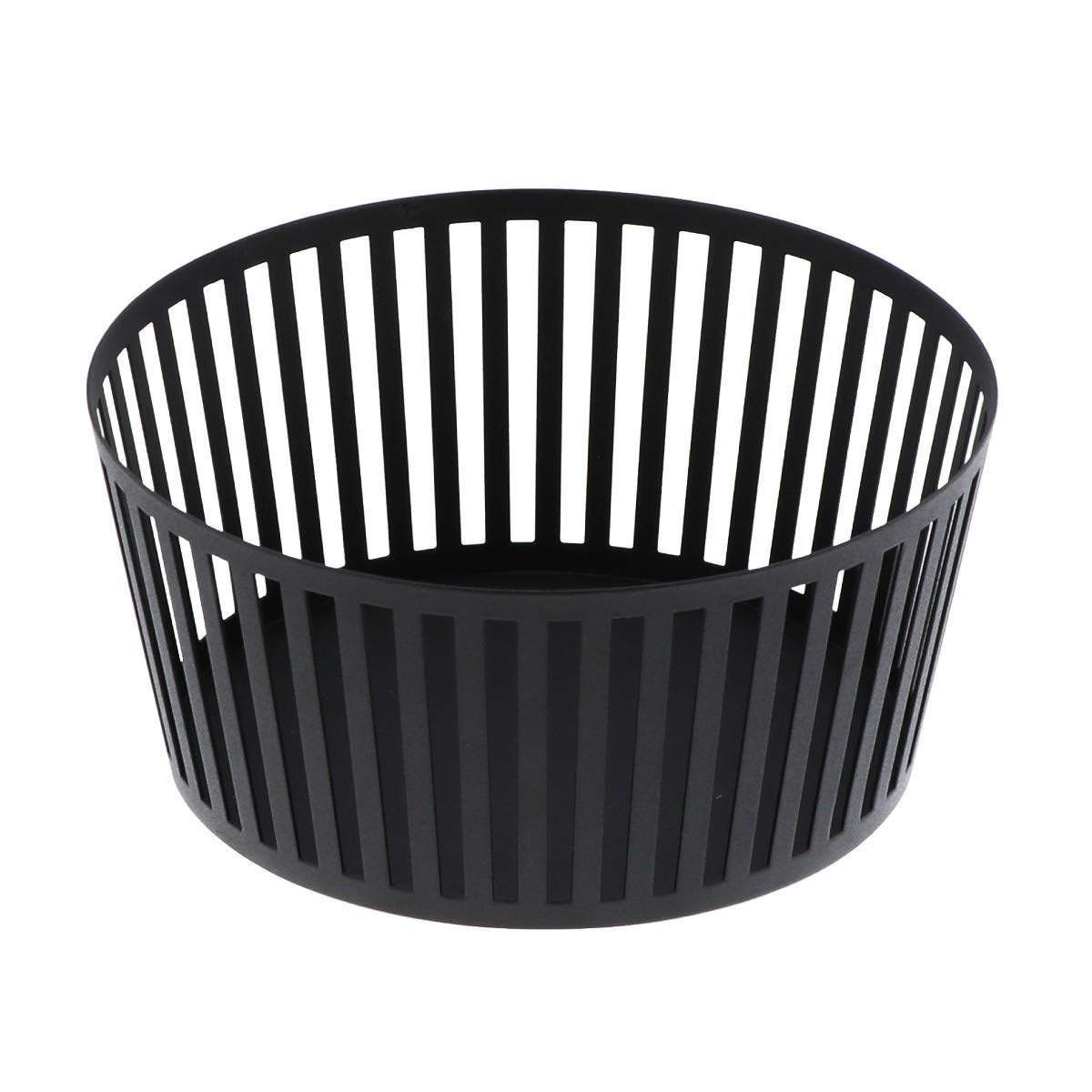 YAMAZAKI Home Tall Black Steel Striped Fruit Basket - Modern Kitchen Storage for Fruits, Vegetables, and Snacks - Perfect for Countertop, Pantry, or Dining Table Organization