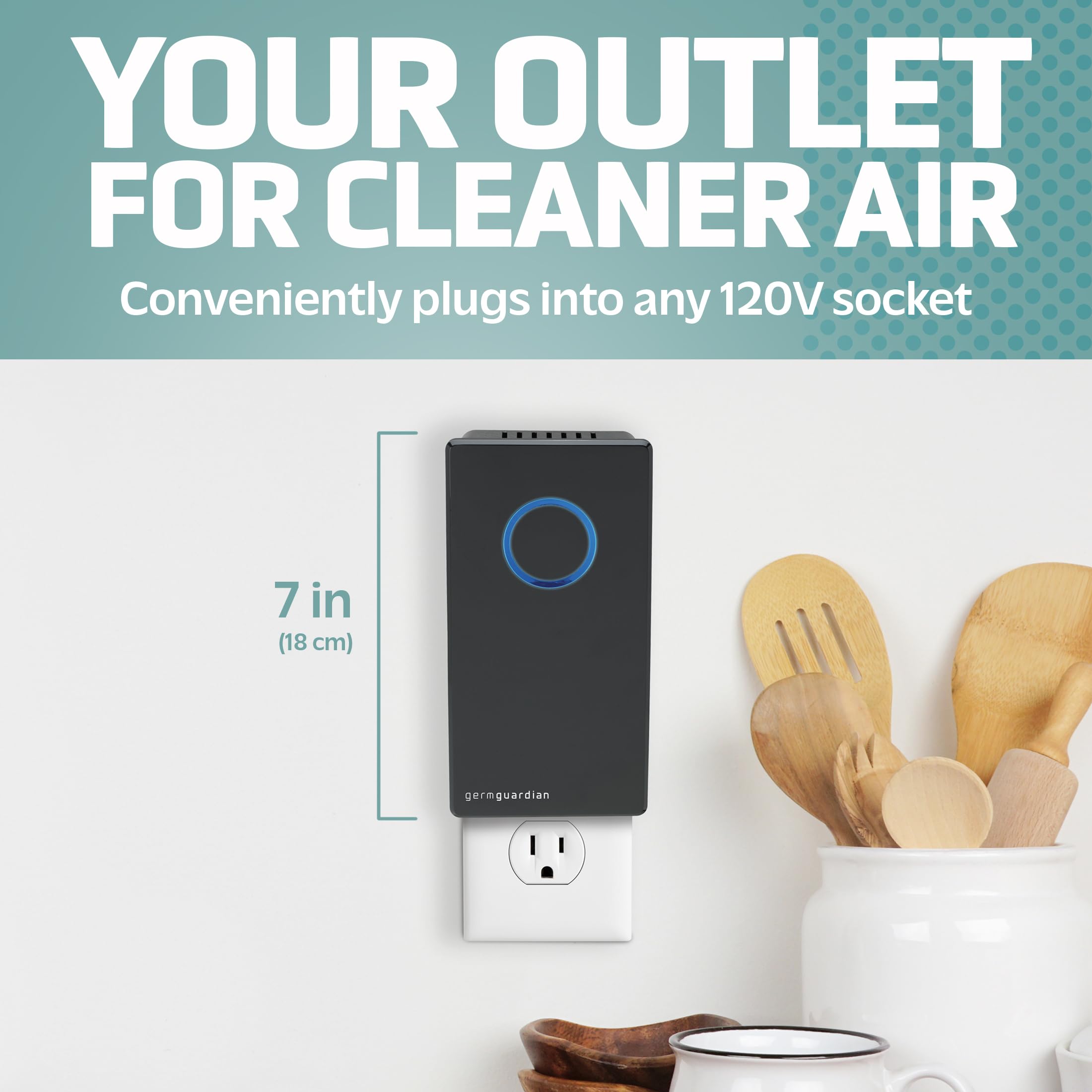GermGuardian GG1100B 7-Inch Compact Air Purifier with UV-C Light - Eliminates Germs, Reduces Pet Odors, Cooking Smells & Mold - Ideal for Bedrooms, Offices & Small Spaces (Black) - 1 Year Warranty