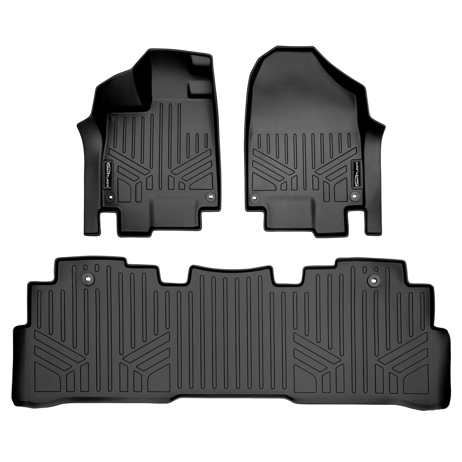 SMARTLINER Custom Fit All-Weather Floor Mats for 2018-2025 Honda Odyssey - 2 Row Premium Car Mats Set (Black) - Durable, Non-Slip Protection for SUV & Minivan - Perfect for Family Road Trips, Daily Commutes & Winter Weather