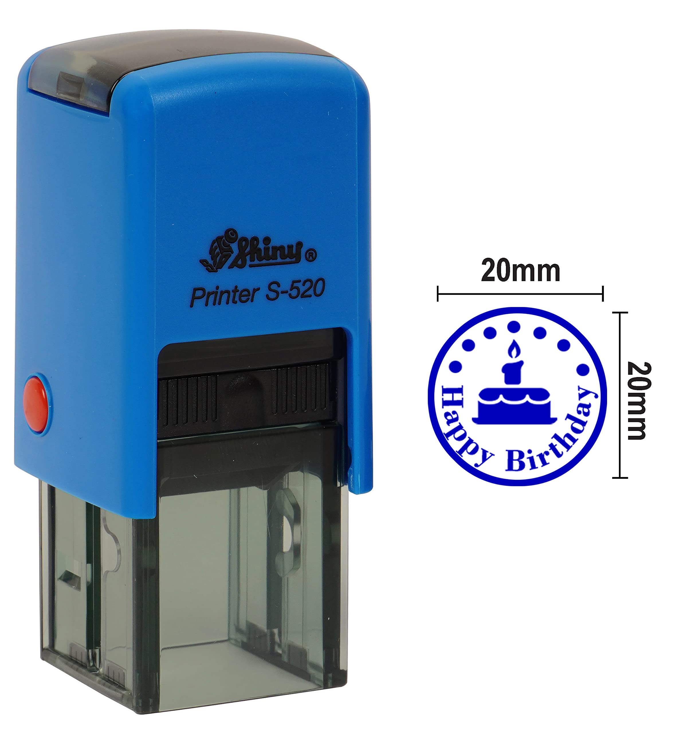 Happy Birthday Round Self-Inking Stamp - 20mm Mini Shiny Mounted Rubber Stamp for Cards, Invitations & Gift Wrapping