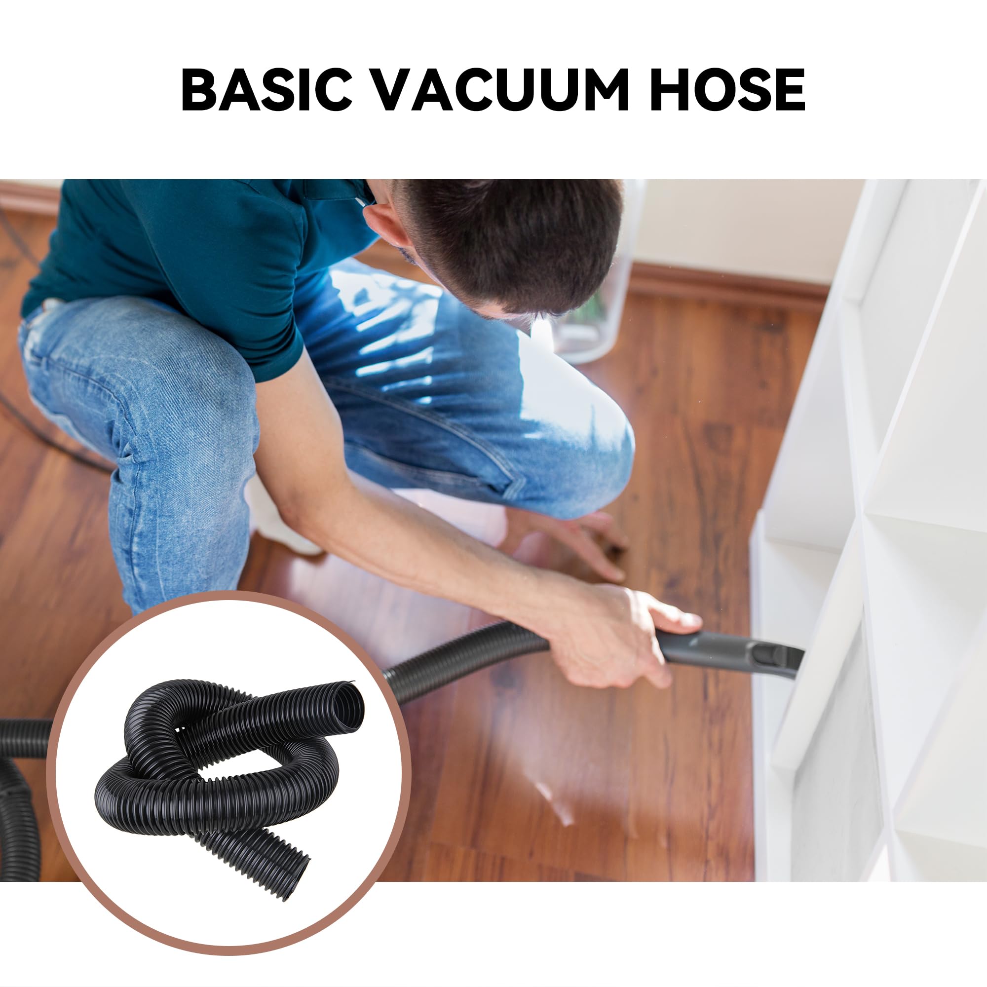 40mm Inner Diameter Central Vacuum Hose - Durable Plastic & Flexible Collection Hose for Home & Commercial Cleaning Systems - Perfect for Hard Floors, Carpets & Tight Spaces