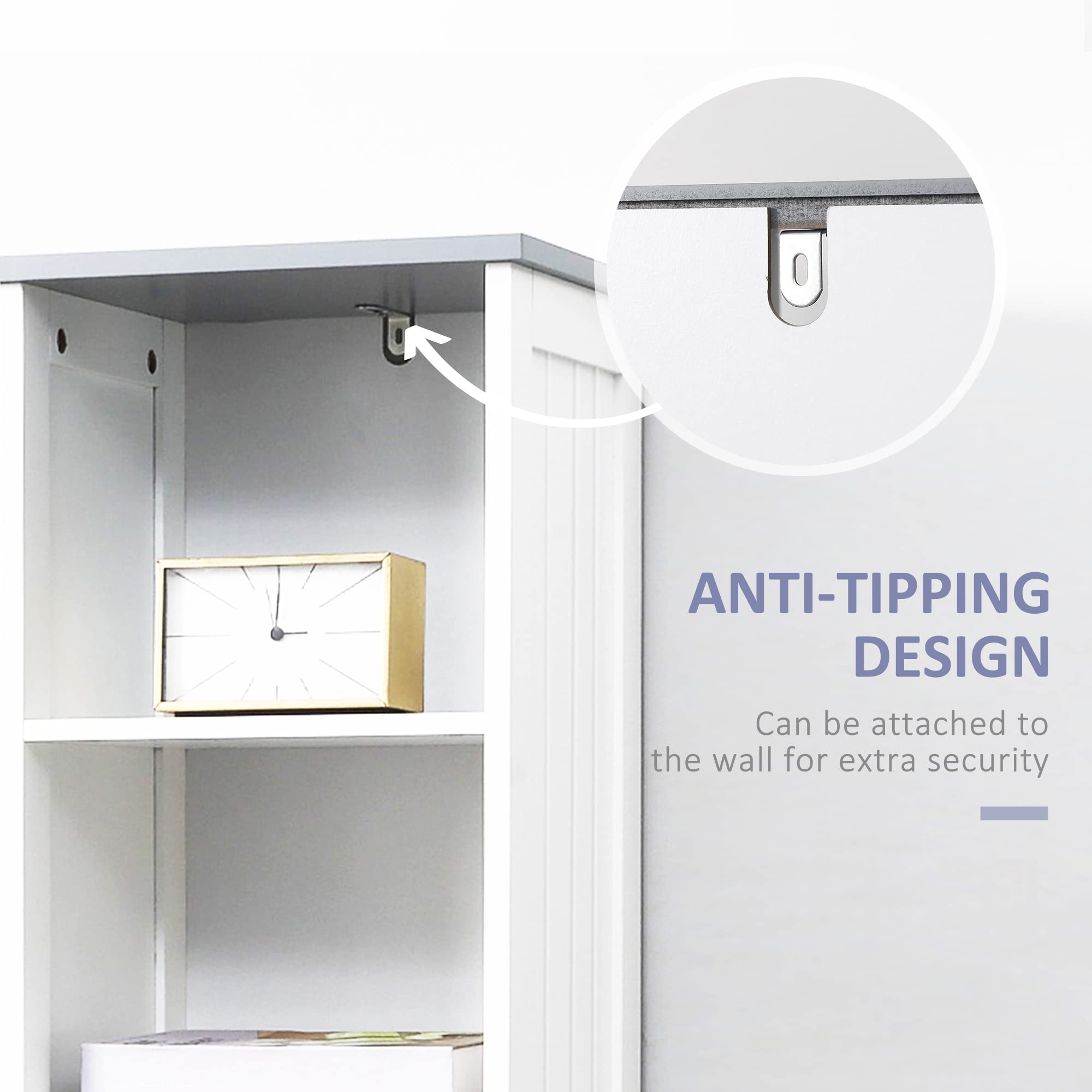 Kleankin 3-Tier Tall Bathroom Storage Cabinet with Adjustable Shelves & Drawer - Slim Freestanding Linen Tower for Bathroom Organization - White - Perfect for Small Spaces, Apartment Bathrooms & Closet Storage