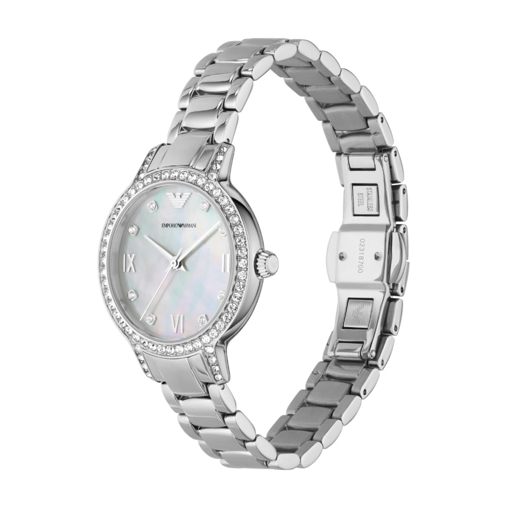 Emporio Armani Women's Three-Hand Stainless Steel Dress Watch - Elegant & Waterproof for Business, Party & Everyday Wear