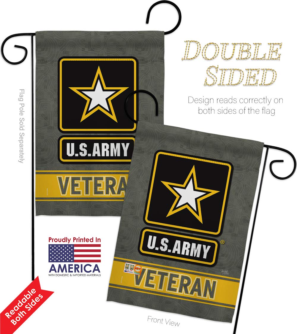 US Army Veteran Garden Flag Kit - Double-Sided 28x40 Inch Military Yard Banner for Armed Forces, Rangers & Retirees | Patriotic Home Decor Made in USA | Perfect for Memorial Day, Veterans Day & Front Yard Displays