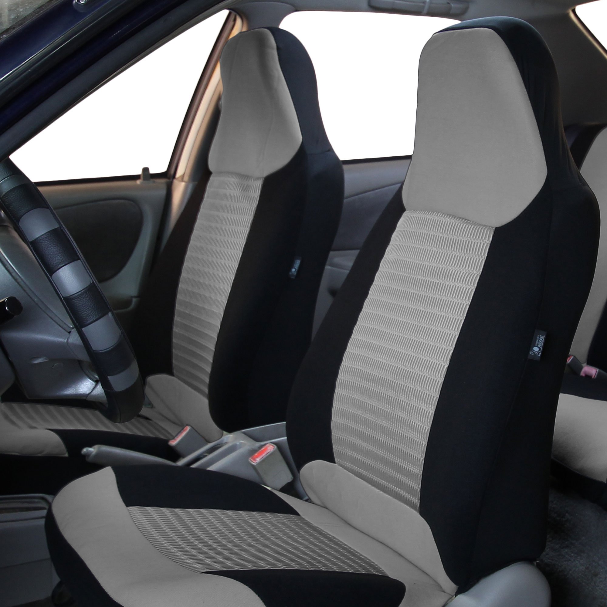 Premium Universal Car Seat Covers for Cars, Trucks & SUVs - FH Group Soft Fabric Front Set (Gray) | Perfect for Road Trips, Daily Commute & Vehicle Protection