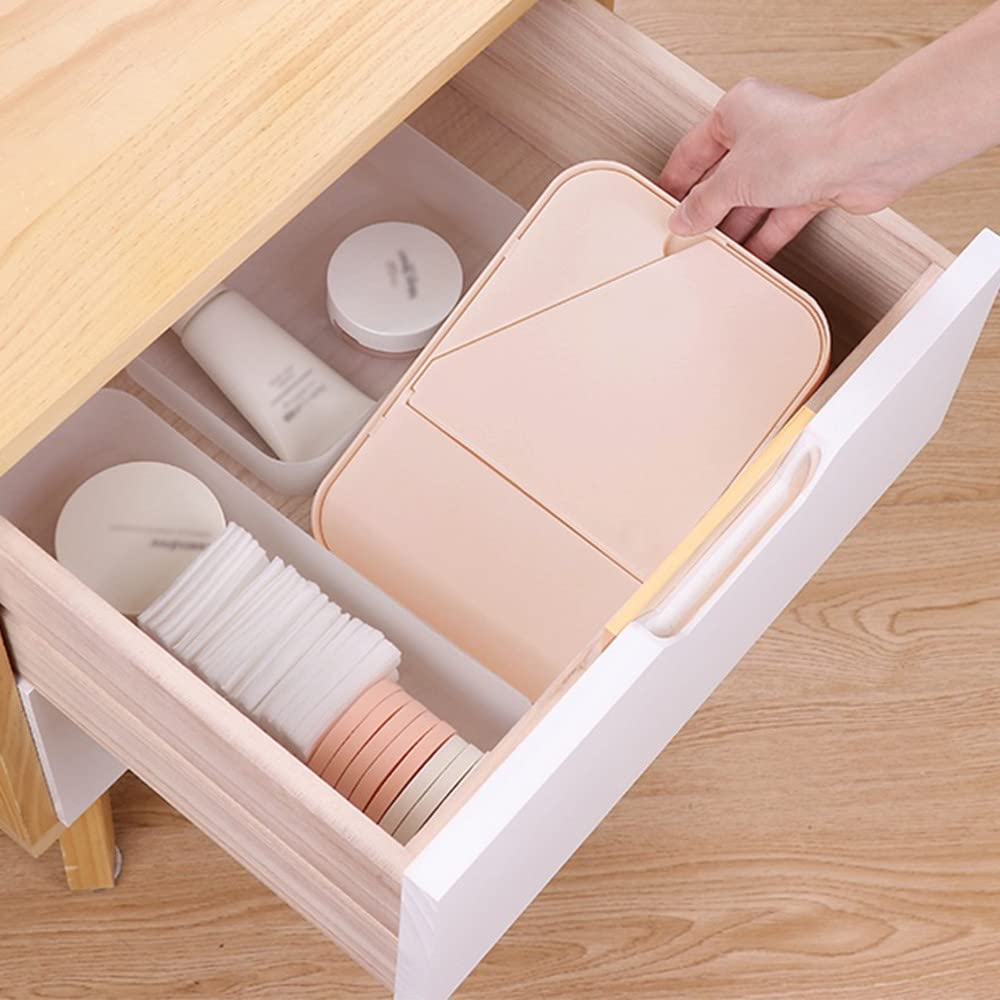 Portable Folding Vanity Makeup Mirror with Stand - 90° Adjustable Rotation, Light Pink Travel & Shower Mirror for Makeup, Shaving & Grooming | Perfect for Home, Travel & Bathroom Use