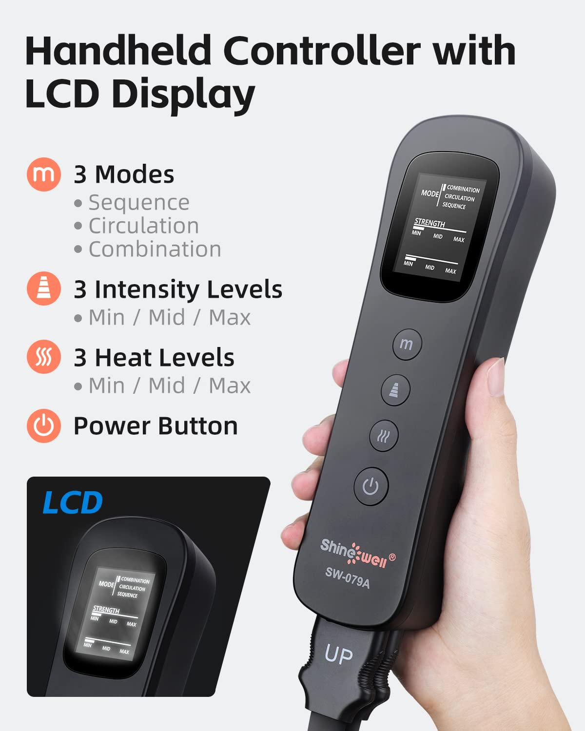 SHINE WELL Leg Massager with Heat and Compression - 3 Heat Levels, 3 Massage Modes & 3 Intensities for Circulation, Pain Relief & Muscle Recovery - Ideal for Athletes, Runners & Cyclists - FSA/HSA Approved - Perfect for Post-Workout, Office Use & Home Relaxation