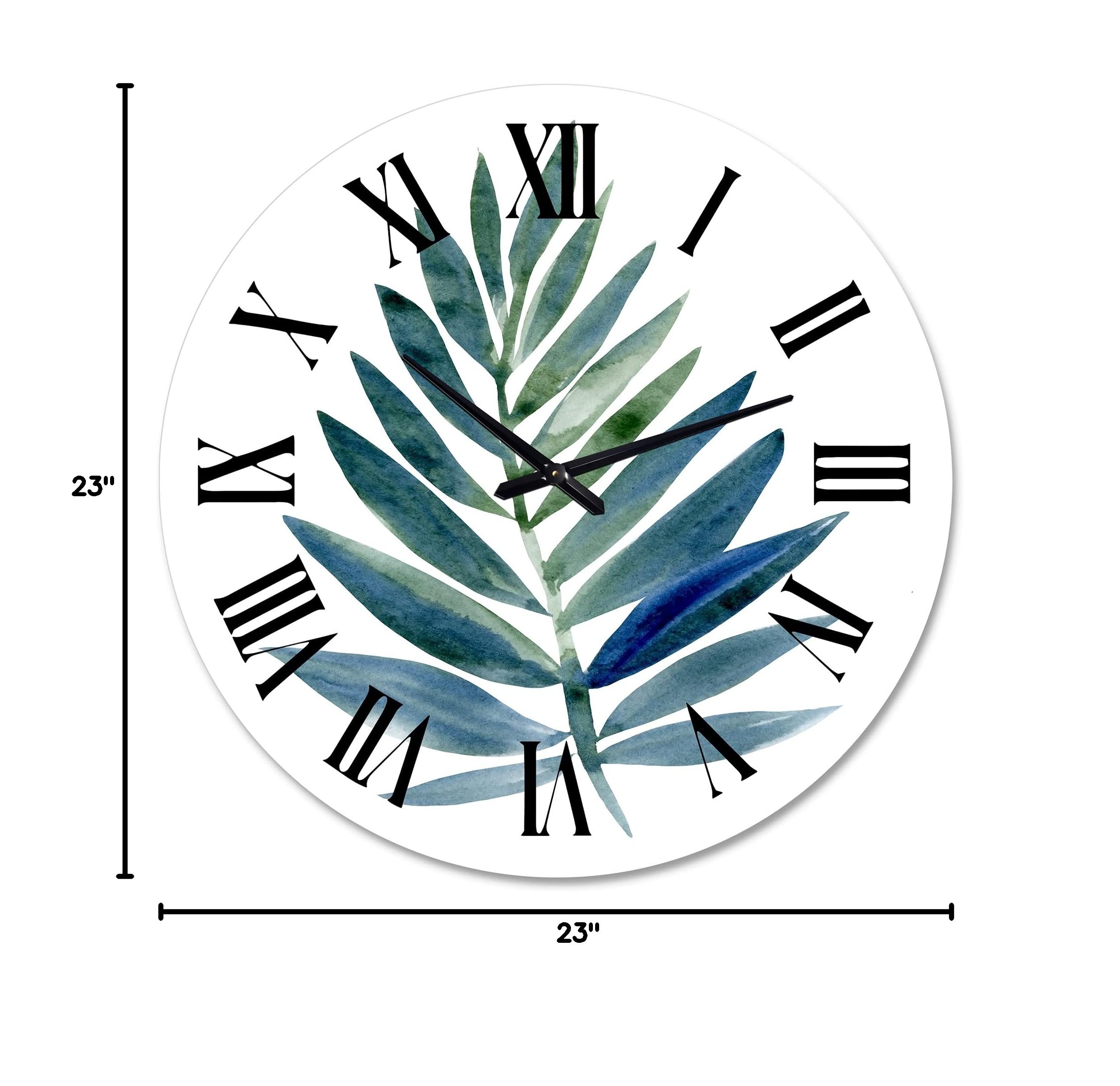 Farmhouse Wall Clock with Tropical Green Leaf Design - Large Floral & Botanical Wall Decor for Living Room, Kitchen, Bedroom - Perfect for Home, Office & Rustic Interior Styling
