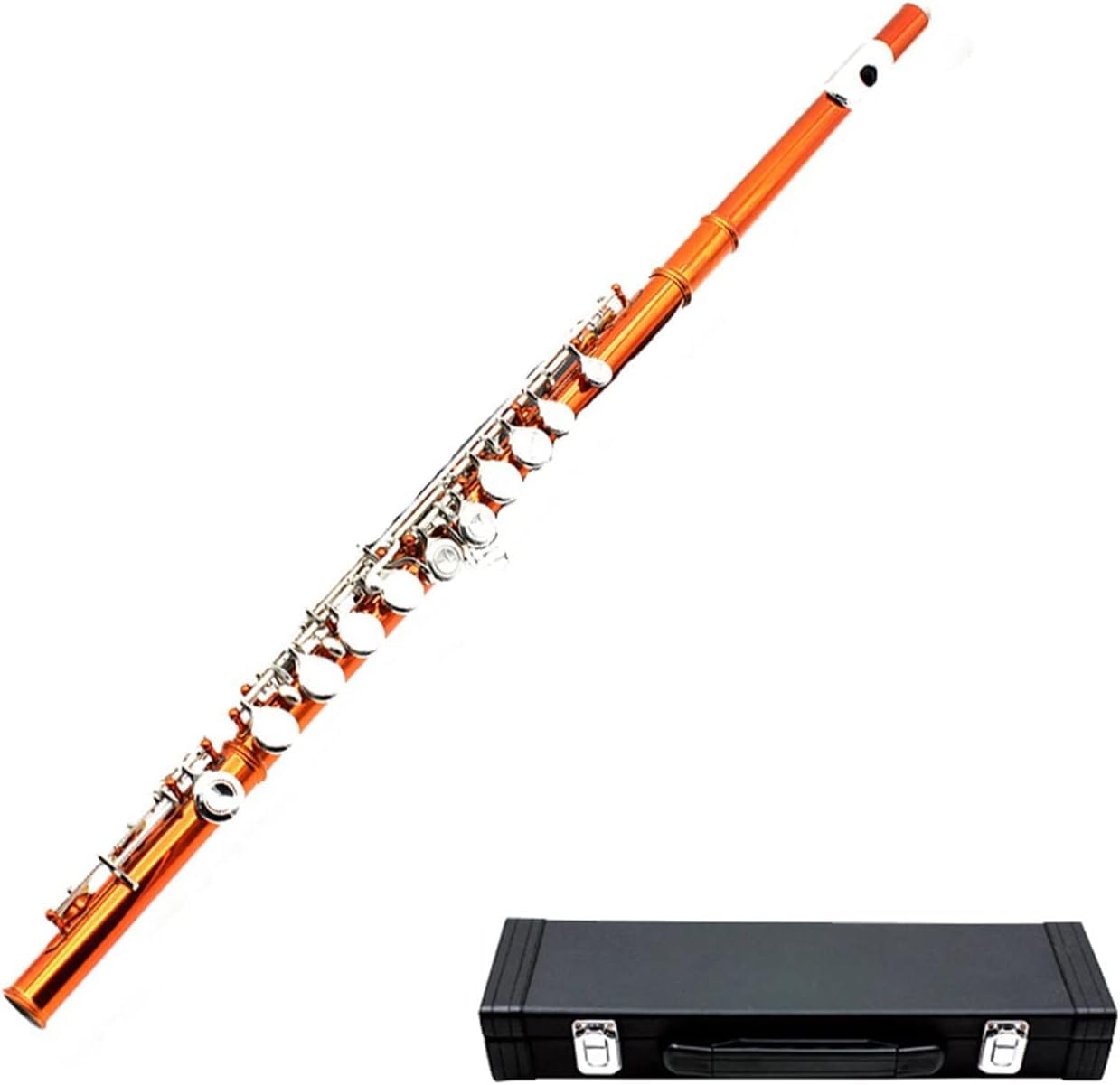 Professional 16-Hole C Tune Nickel Flute for Beginners - Student Wind Instrument with Case & Cleaning Kit | Perfect for Music Lessons, Band Practice & Solo Performances