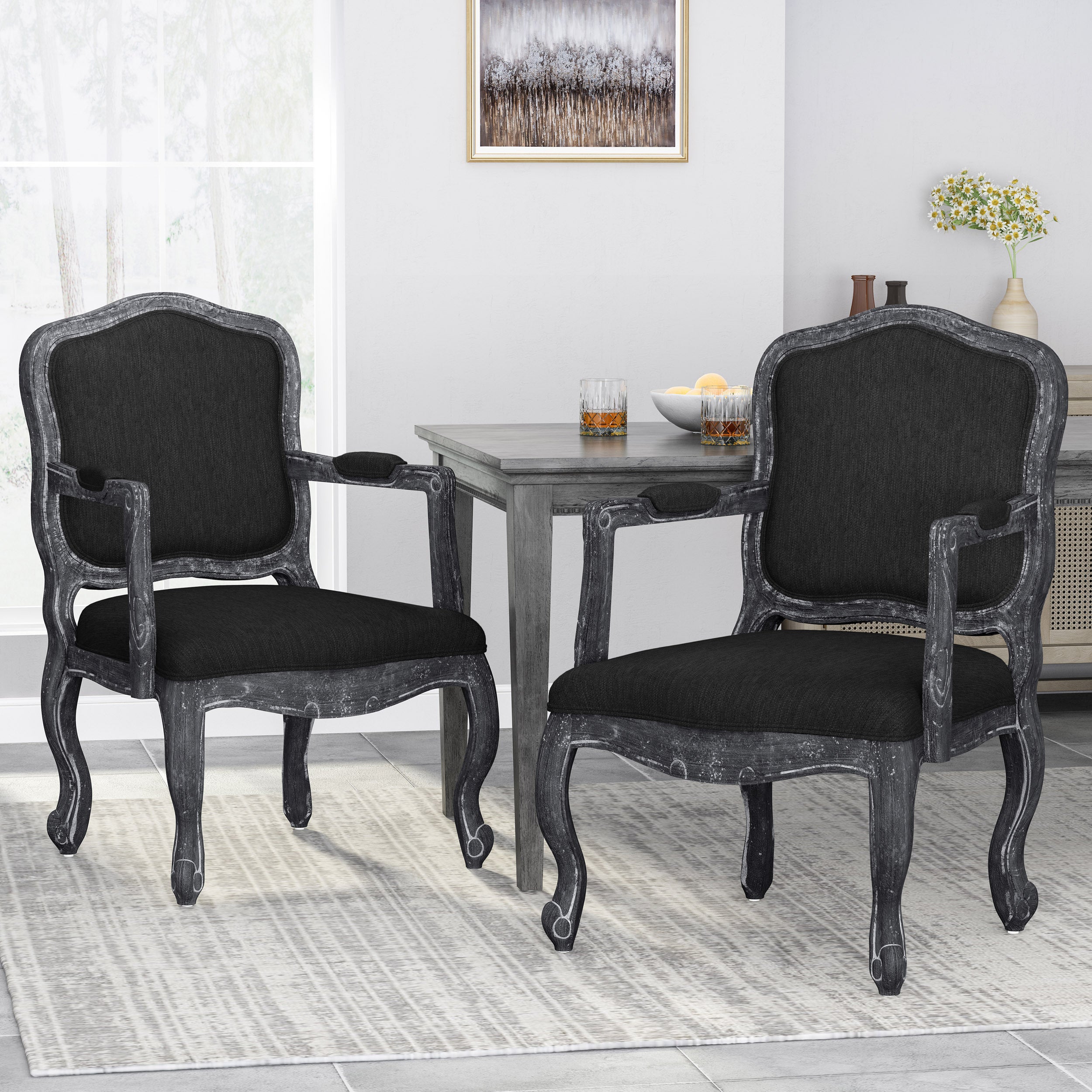 Premium Wooden Dining Arm Chairs (Set of 2) - Modern Kitchen & Dining Room Furniture for Home Decor & Entertaining