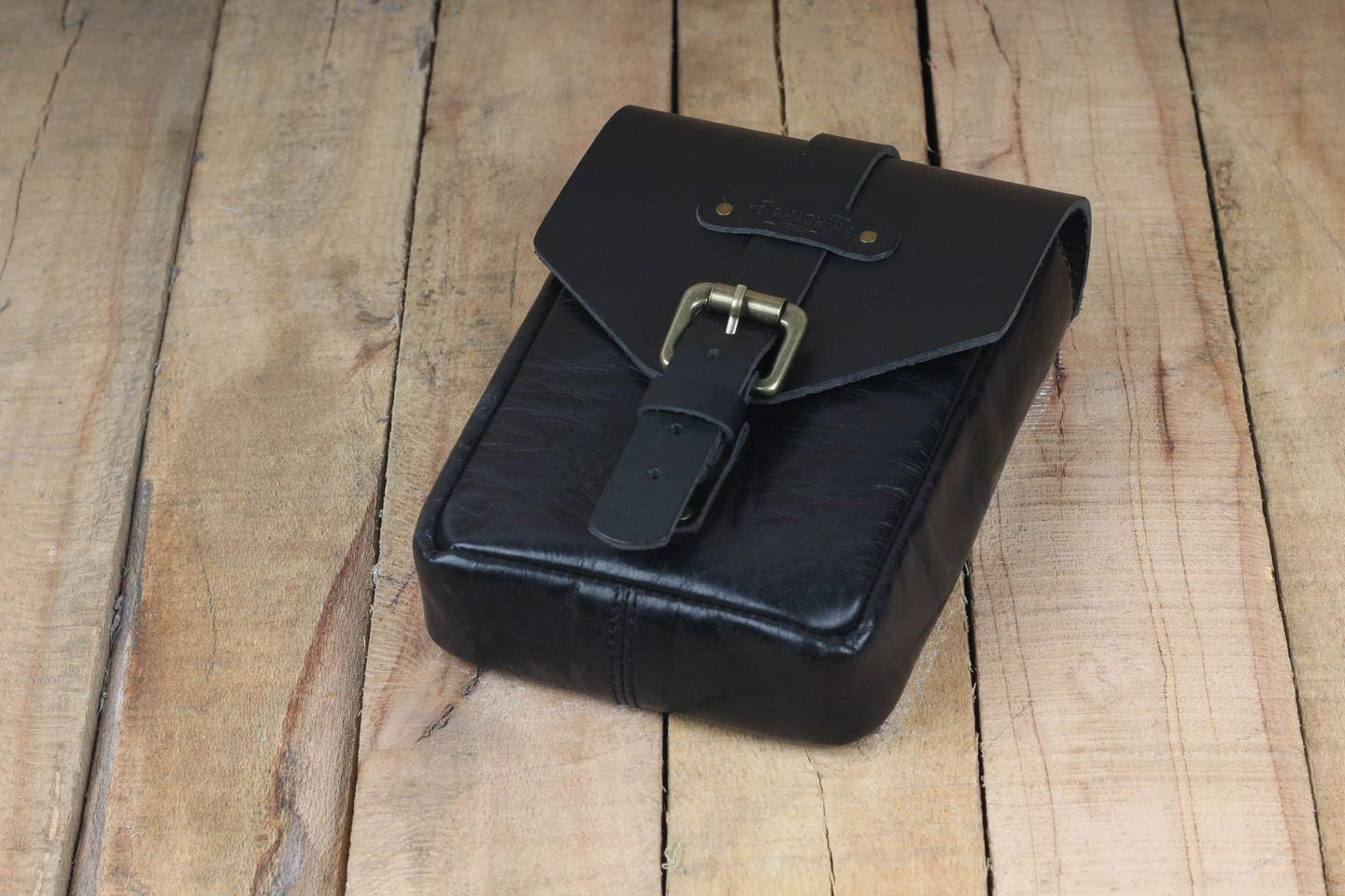 Genuine Leather Motorcycle Magnetic Tank Pouch by Trip Machine Co. - Waterproof Storage Bag for Phone, Wallet & Riding Essentials (Black) - Perfect for Harley, Cruiser & Touring Bikes