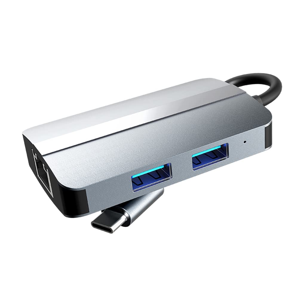 ROTEMADEGG USB C Hub 6-in-1 Adapter with USB 3.0/2.0 Ports, RJ45 Ethernet, TF Card Reader for MacBook Pro/Air, Dell, HP Laptops - Perfect for Home Office, Remote Work & Travel