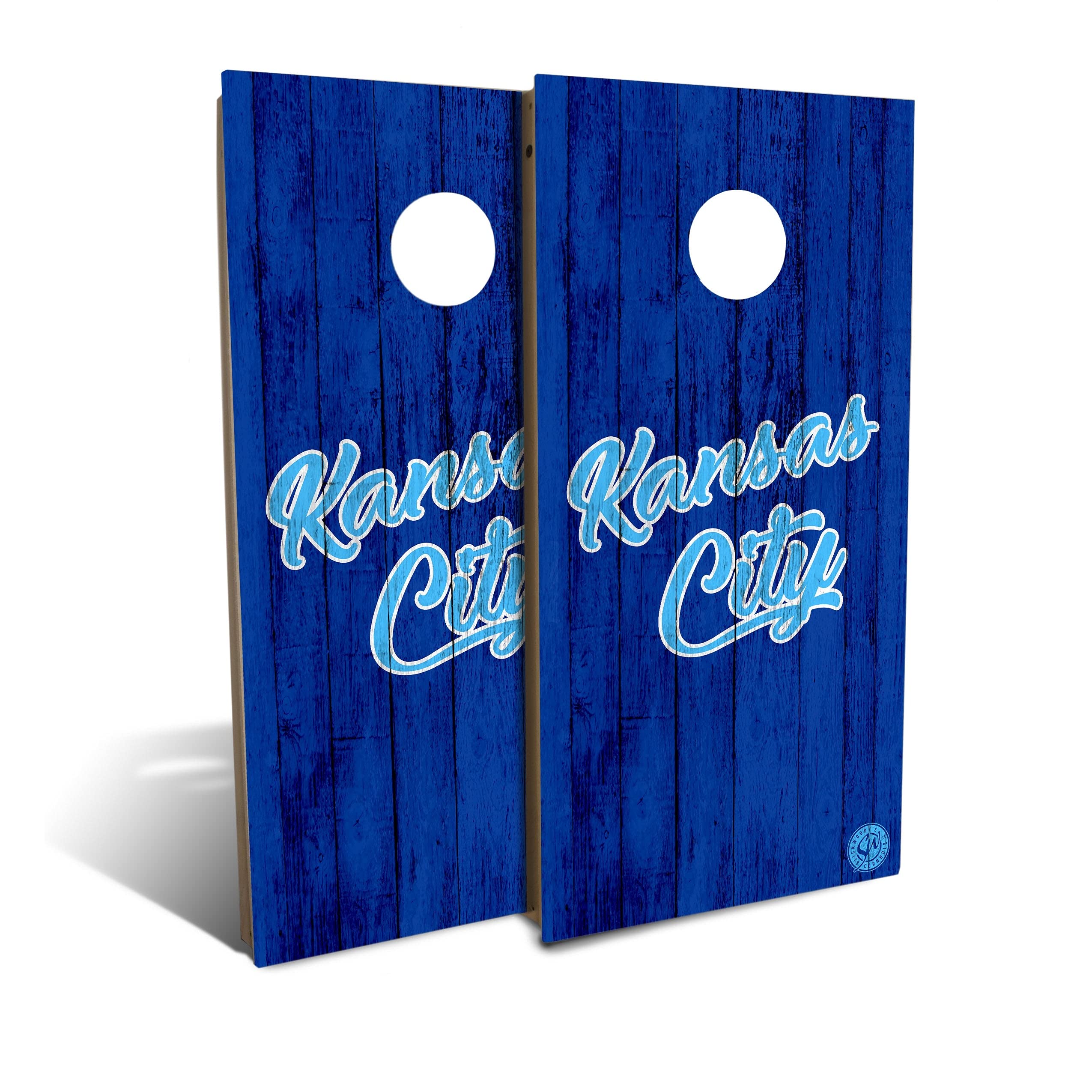 Premium Kansas City Themed Solid Wood Cornhole Board Set with 8 Bean Bags - Perfect for Backyard BBQs, Tailgating & Outdoor Parties