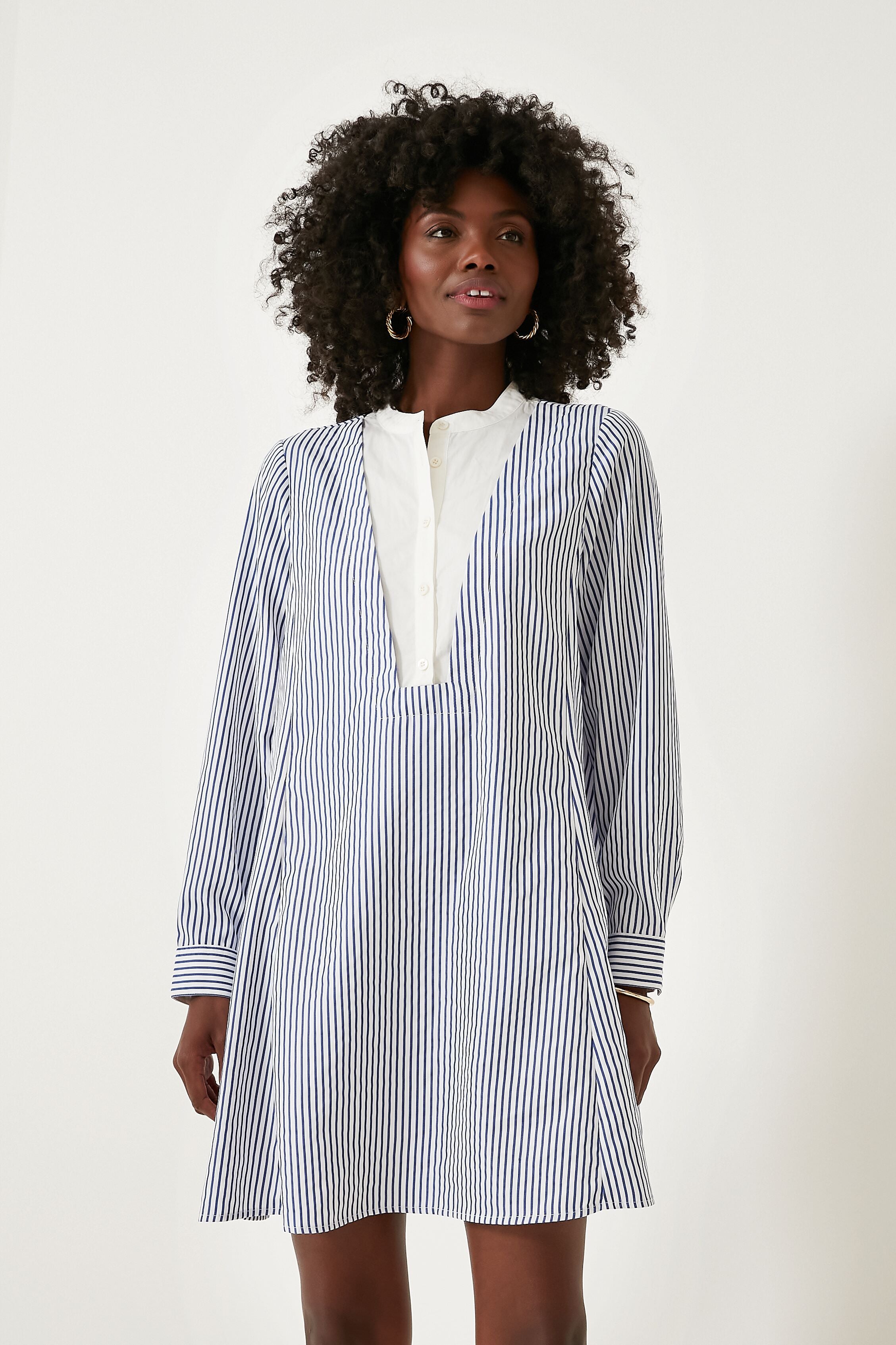 Blue Striped Lottie Dress - Women's Flowy Summer Midi Dress with Puff Sleeves | Perfect for Beach Vacations, Brunch Dates & Outdoor Weddings