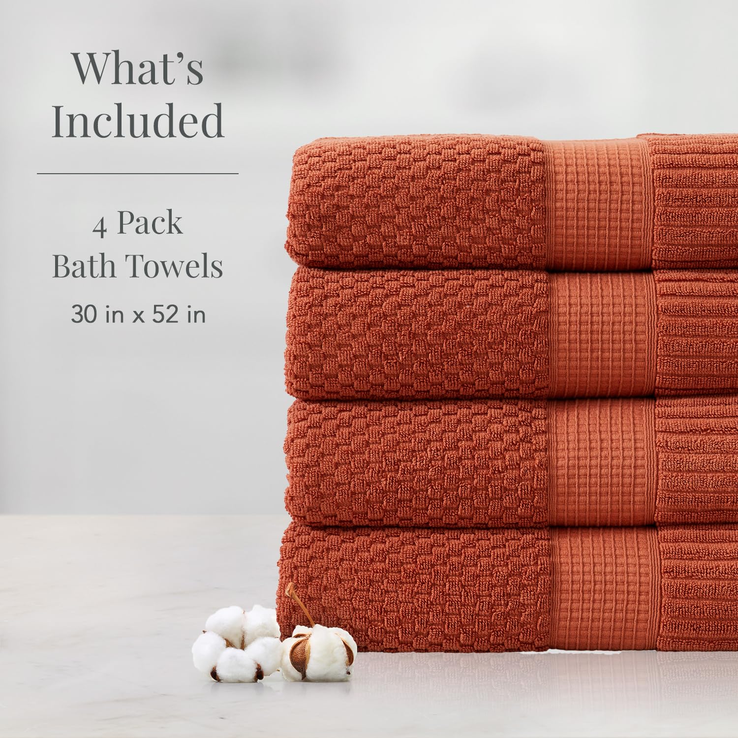 NY Loft 100% Cotton 4-Piece Bath Towel Set | Super Soft & Absorbent Quick-Dry Towels 30