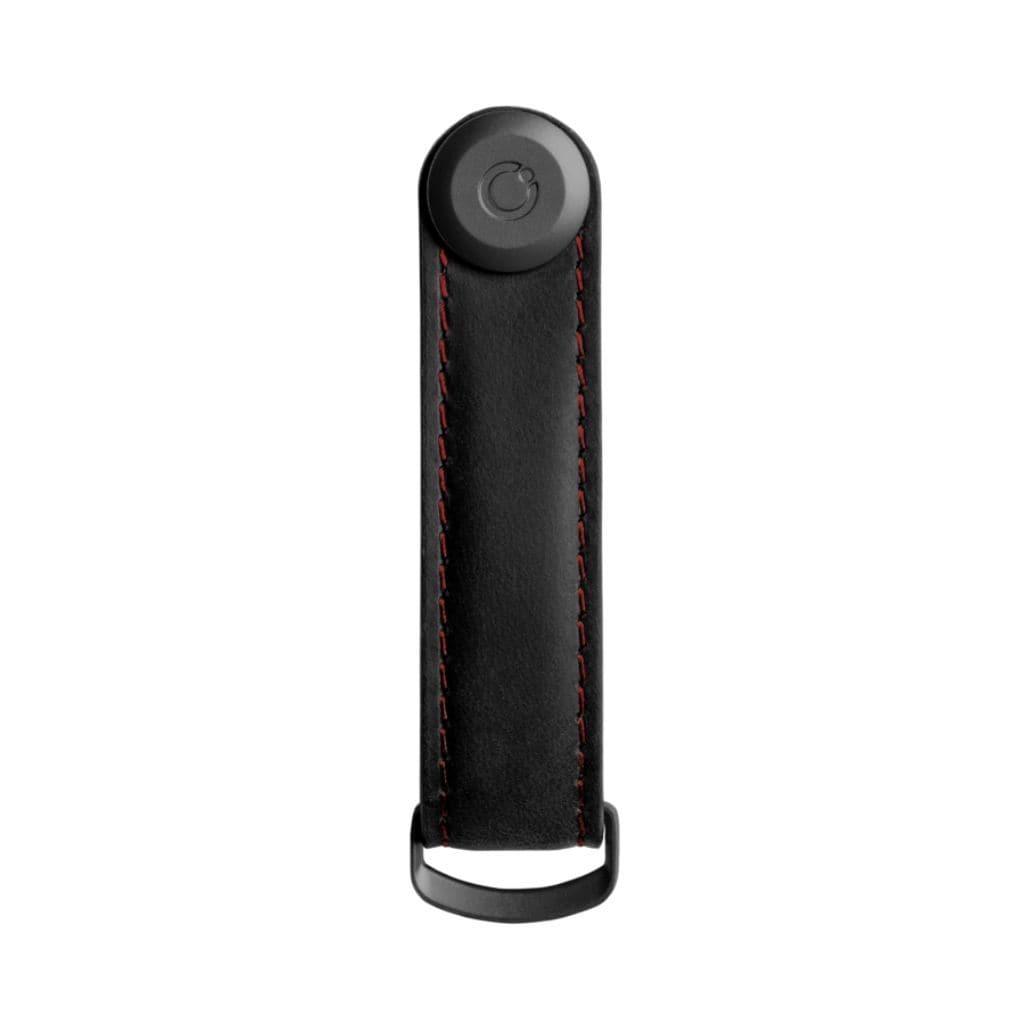 Orbitkey Leather Key Organizer - Premium Crazy Horse Leather in Obsidian Black with Red Stitching | Compact Key Holder for Home, Office & Travel Accessories