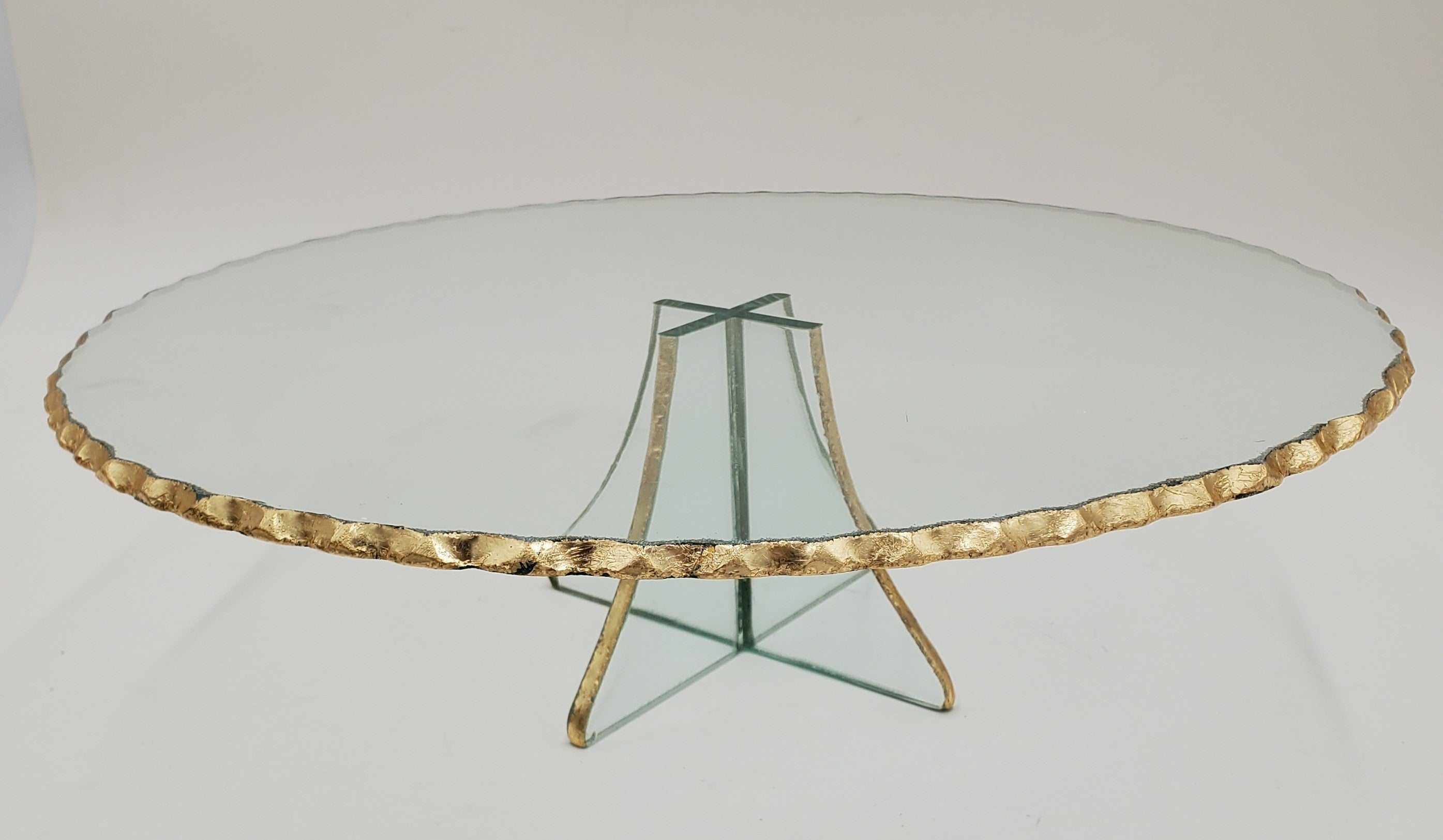12.75-Inch Gold Rim Glass Footed Plate - Elegant Serving Dish for Dinner Parties, Weddings & Special Occasions
