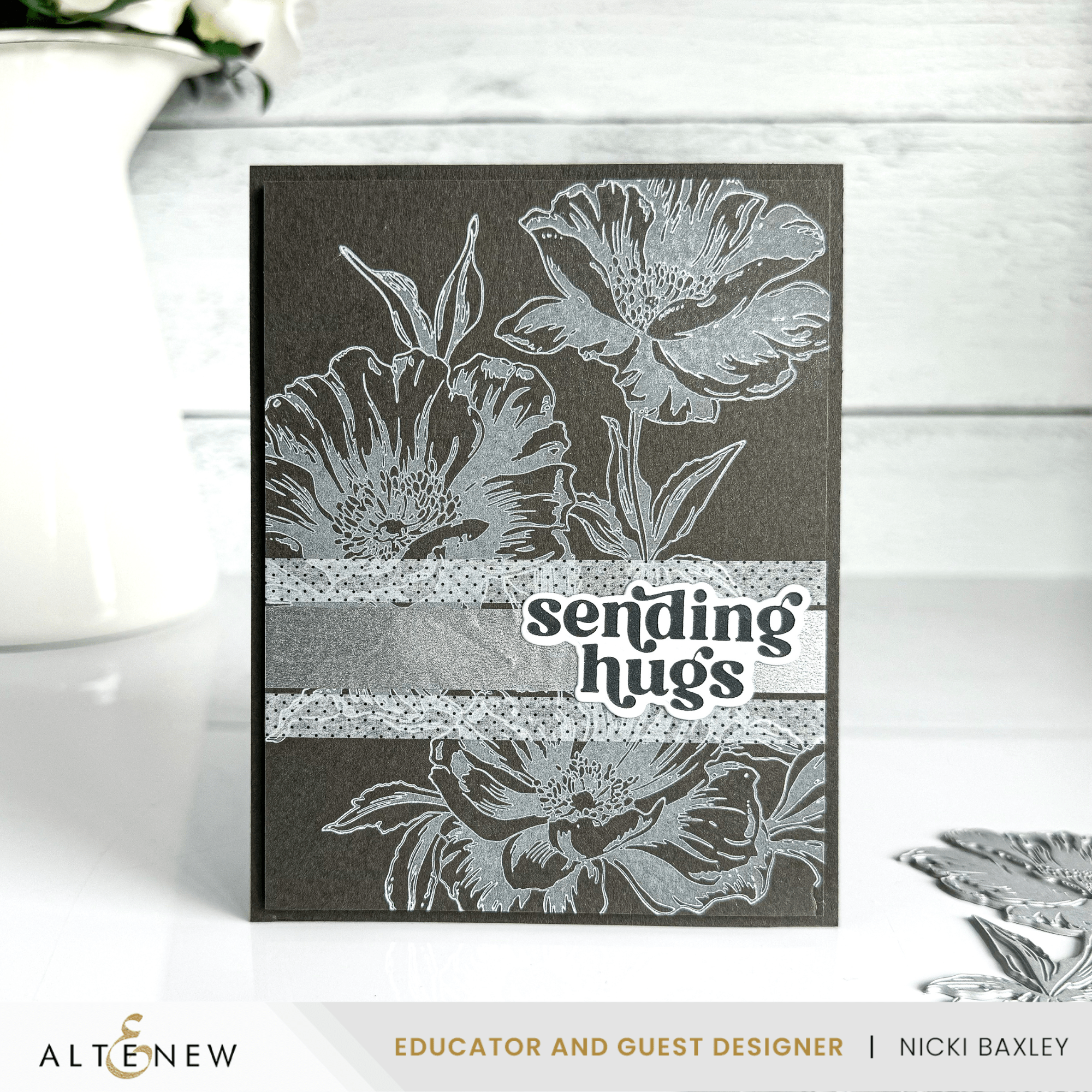 Inked Poppies Press Plate & Foil Plate for DIY Crafting, Scrapbooking & Card Making - Floral Design Metal Stamping Tool