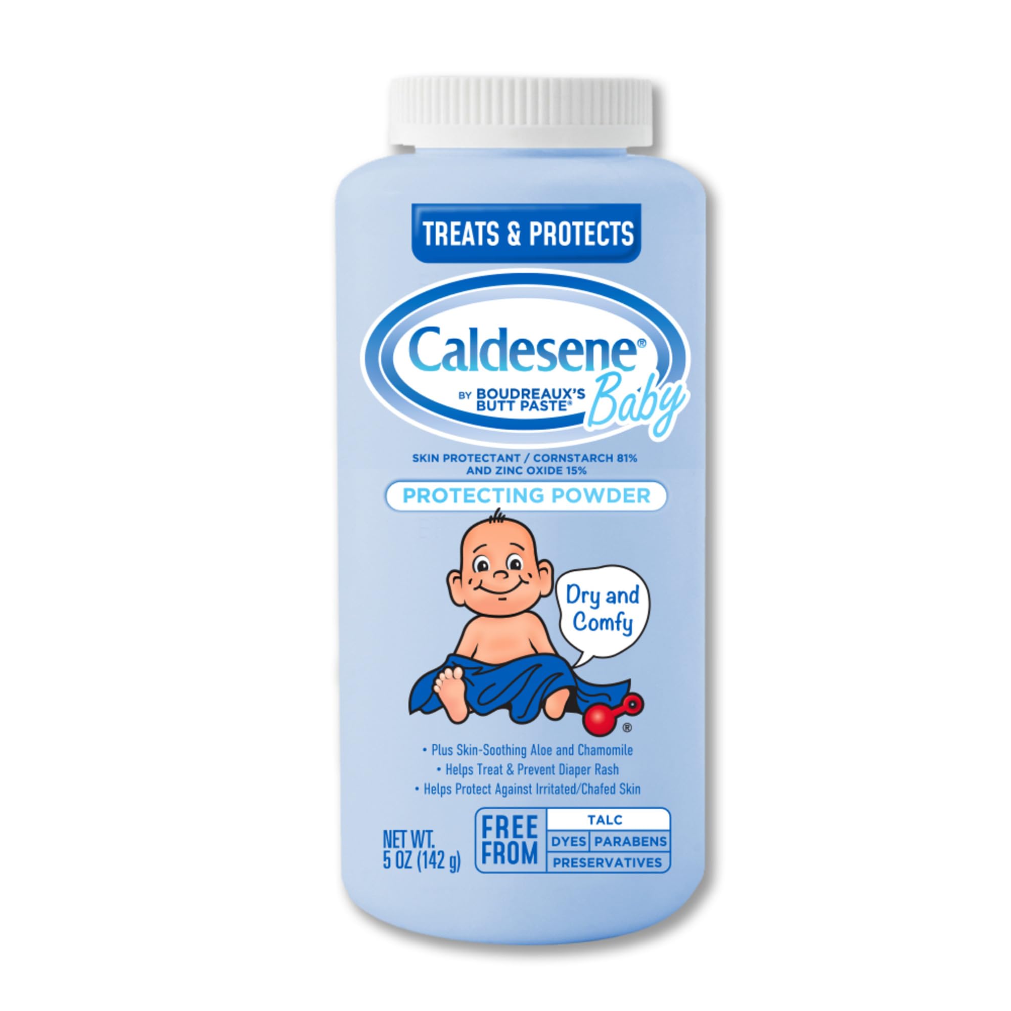 Caldesene Talc-Free Baby Powder with Cornstarch & Zinc Oxide – 5 Oz | Gentle Diaper Rash Prevention & Skin Protection for Babies
