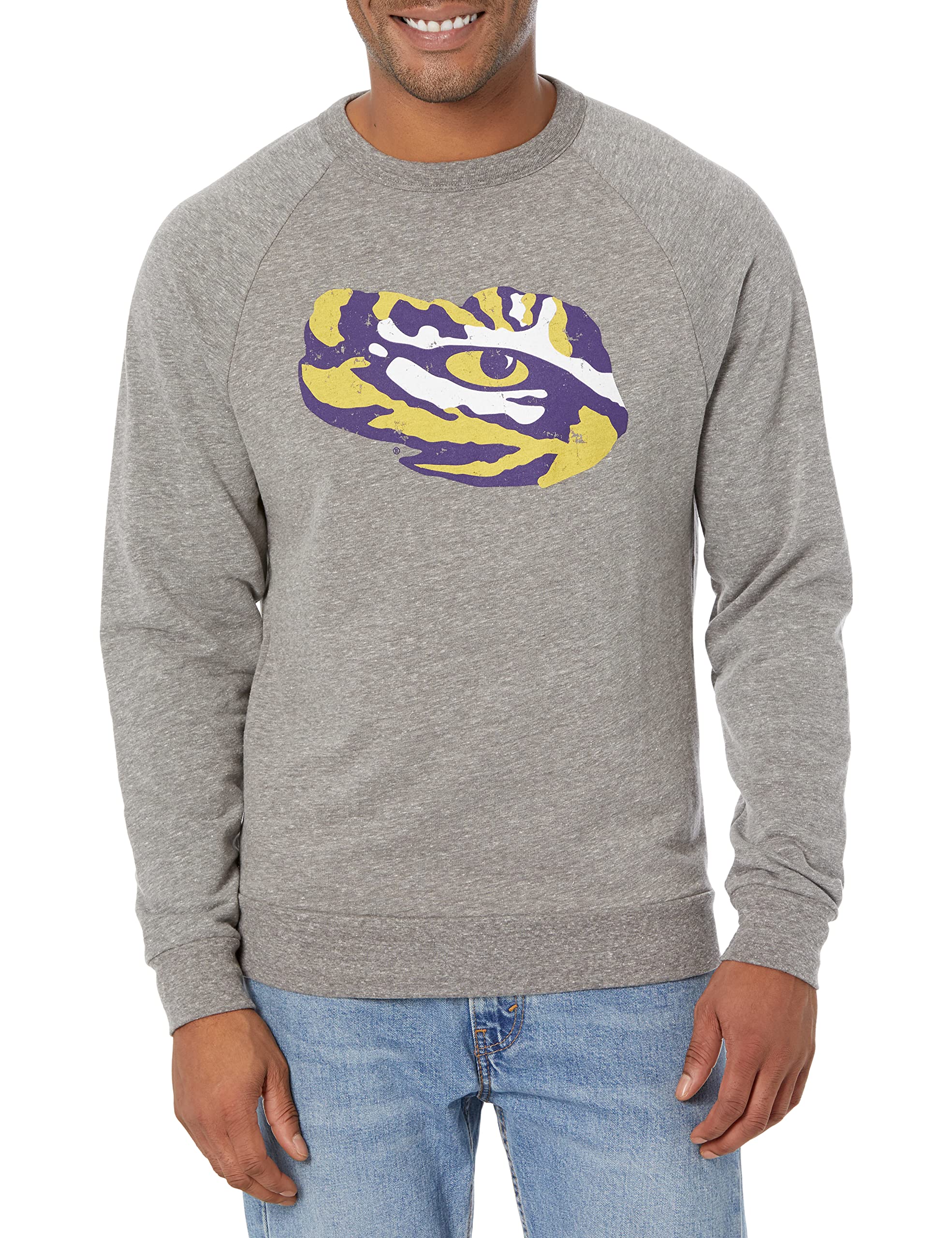 Blue 84 Men's Vintage Icon Tri-Blend Crewneck Sweatshirt | Soft Cotton Blend Pullover | Casual Streetwear for Everyday Comfort