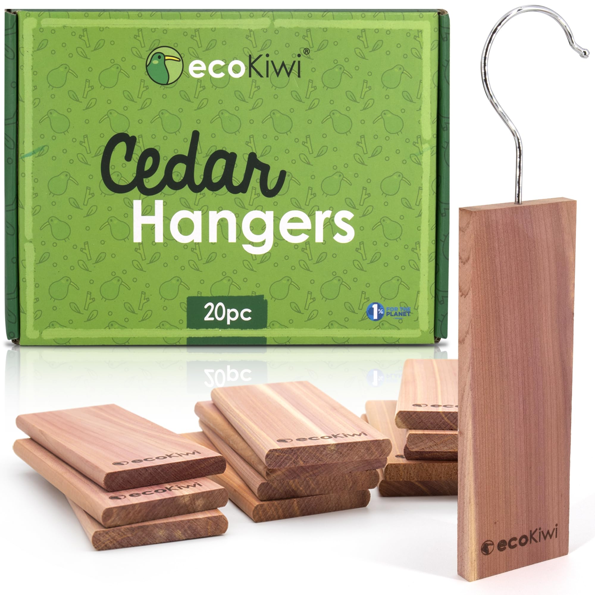EcoKiwi Cedar Blocks for Closets - 20 Pack Natural Cedar Wood Storage for Clothes & Drawers - Fresh Scented Wardrobe Organizer
