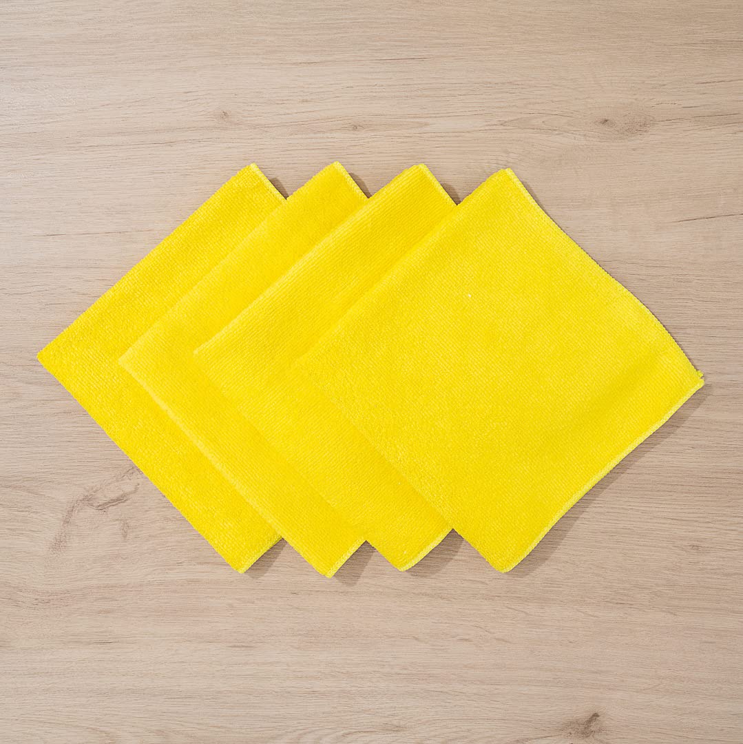 Restaurantware Clean Tek Professional 16x16 Inch Microfiber Cleaning Cloths - 100 Pack Lint-Free, Highly Absorbent, Non-Abrasive Yellow Reusable Towels for Kitchen, Restaurant, and Household Cleaning