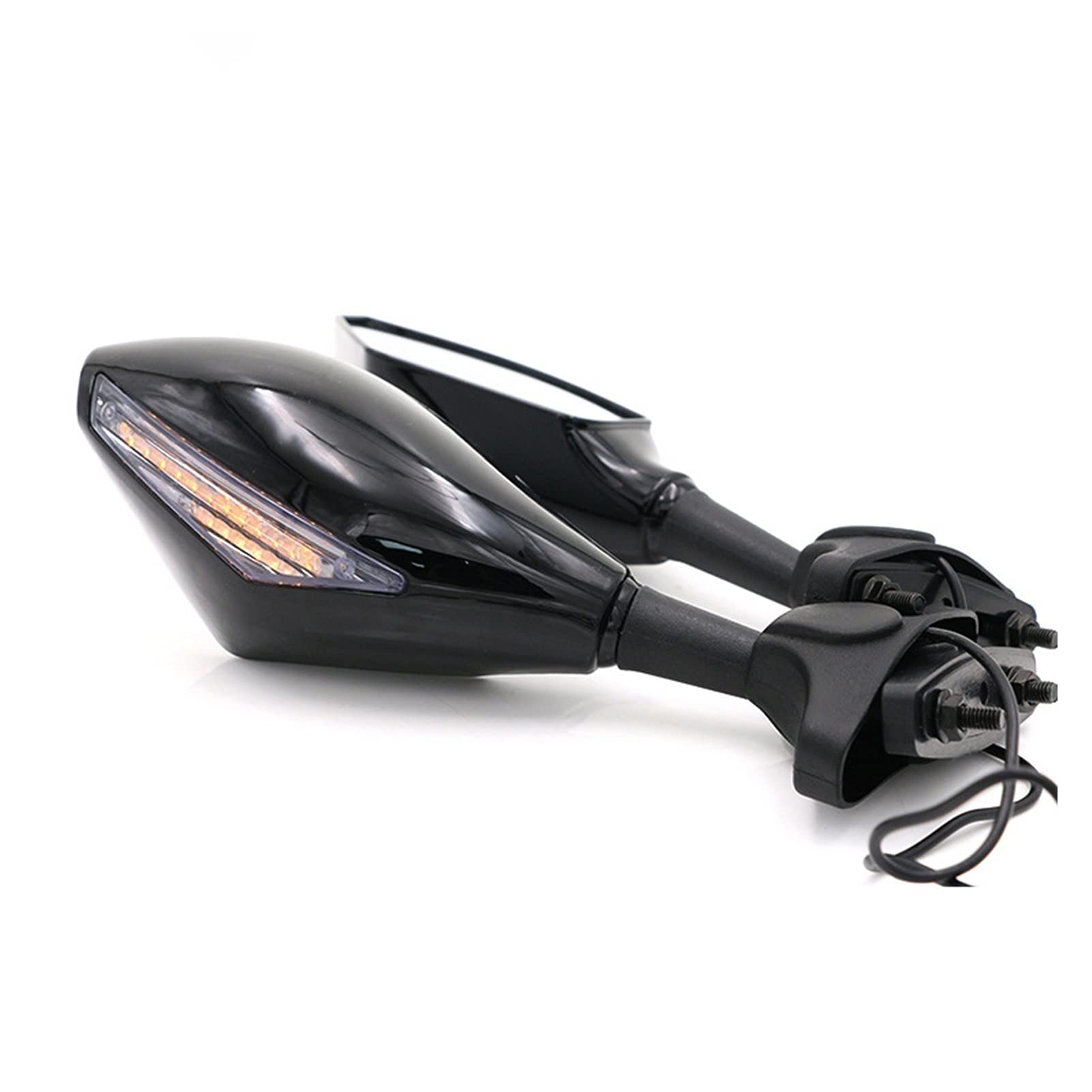 Universal Motorcycle Rearview Mirror with LED Turn Signal Light - Compatible with Honda CBR1000RR (2012-2013) - Enhanced Safety for Night Riding & Highway Commuting