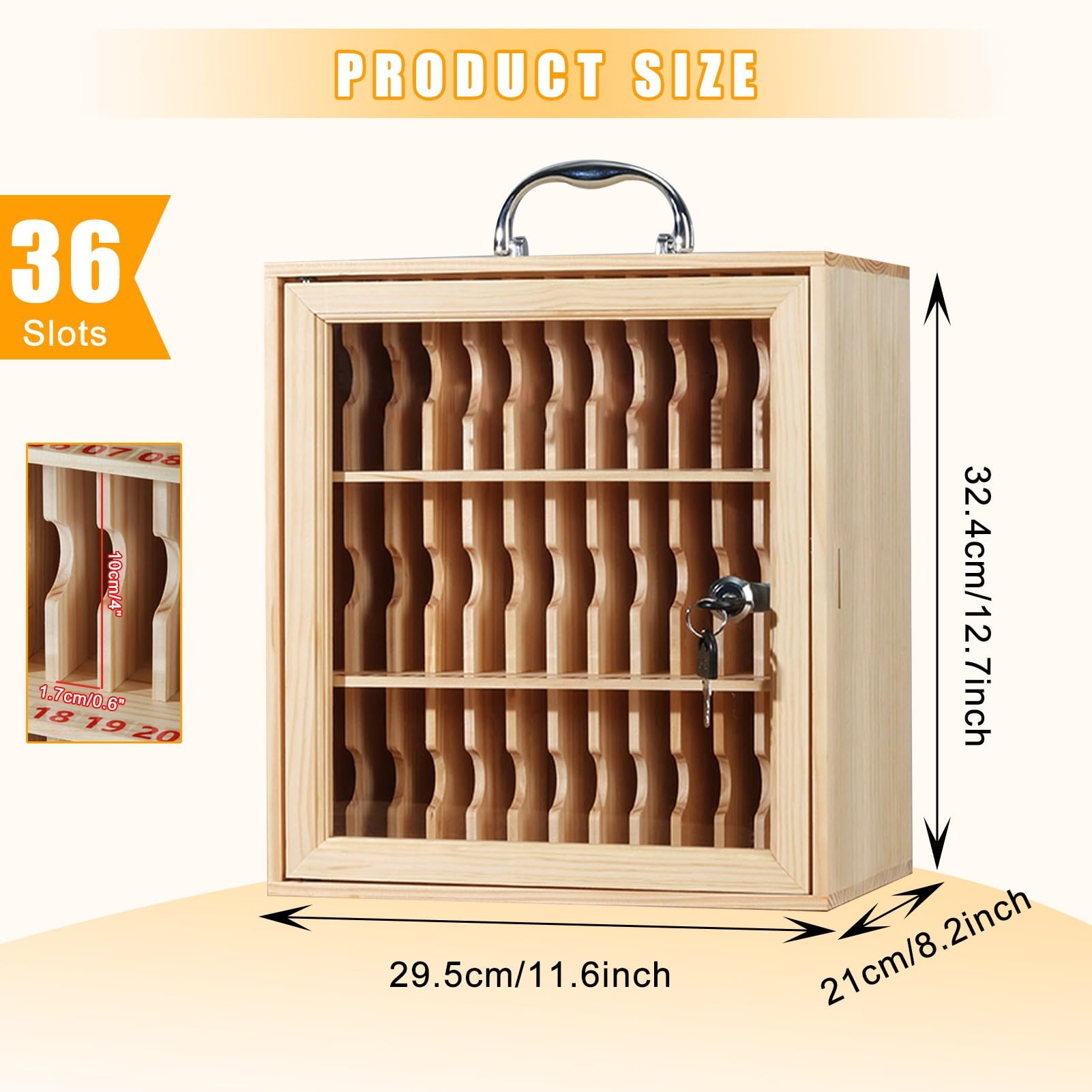 Wall Mounted Phone Storage Cabinet - Secure Mobile Phone Locker for 12/24/36/48/60 Devices - Durable Classroom, Office & Factory Cell Phone Organizer (Brown, 36 Slots) - Perfect for Schools, Workplaces & Manufacturing Facilities to Reduce Distractions & Improve Productivity