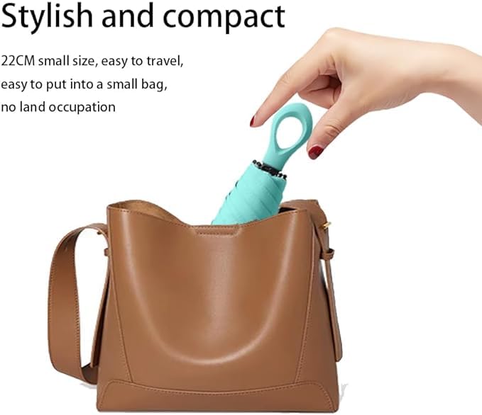 Mini Compact Travel Umbrella for Women - Waterproof Lightweight Small Umbrella Fits in Purse & Pocket - Perfect for Rainy Days, Commuting, Travel & Outdoor Activities