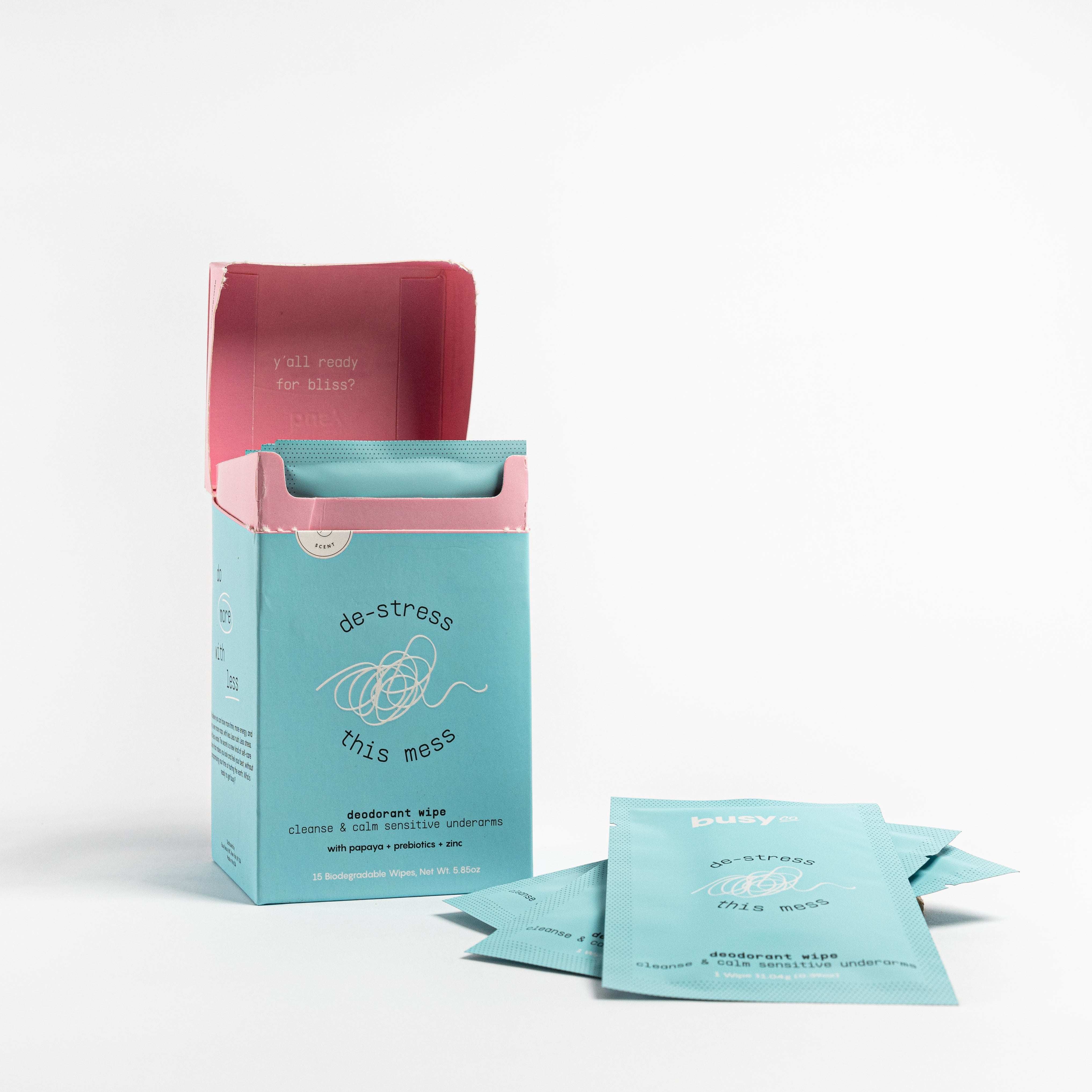 Busy Co. Deodorant Wipes for Women & Men - 15 Count Pack | Fresh & Convenient On-The-Go Personal Care | Perfect for Travel, Gym, and Outdoor Activities