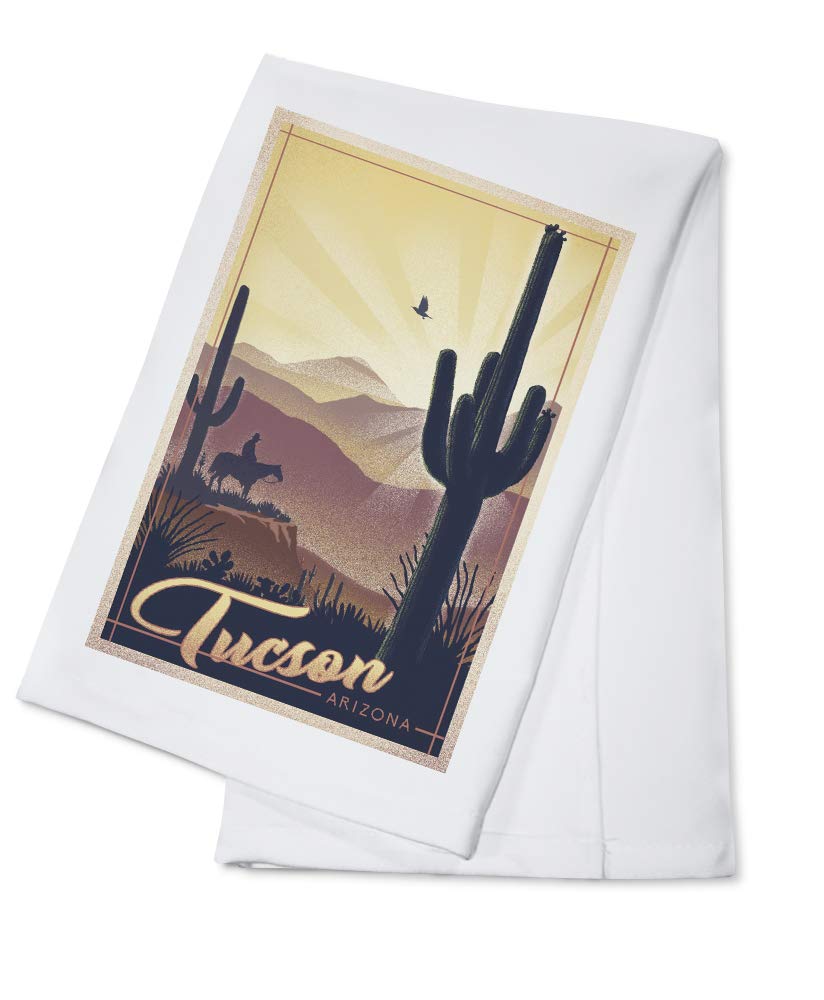 Vintage Tucson Arizona Lithograph Tea Towel - 100% Cotton Decorative Hand Towel for Kitchen, Home Decor & Gift - Perfect for Drying Dishes, Wall Art & Southwestern Style Decor