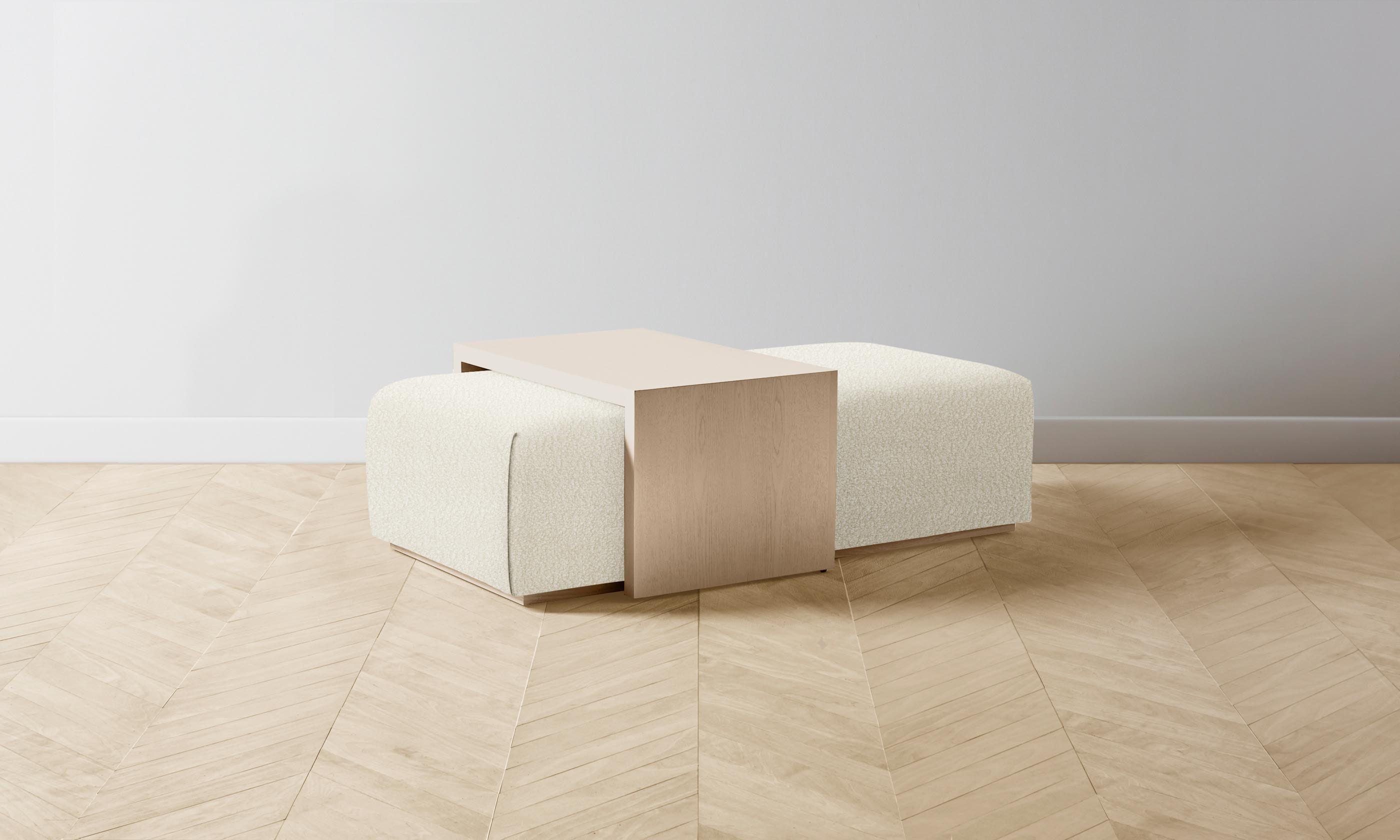 The Bowery Ottoman - Italian Bouclé White Fabric Footstool | Stylish Living Room Accent for Modern Homes