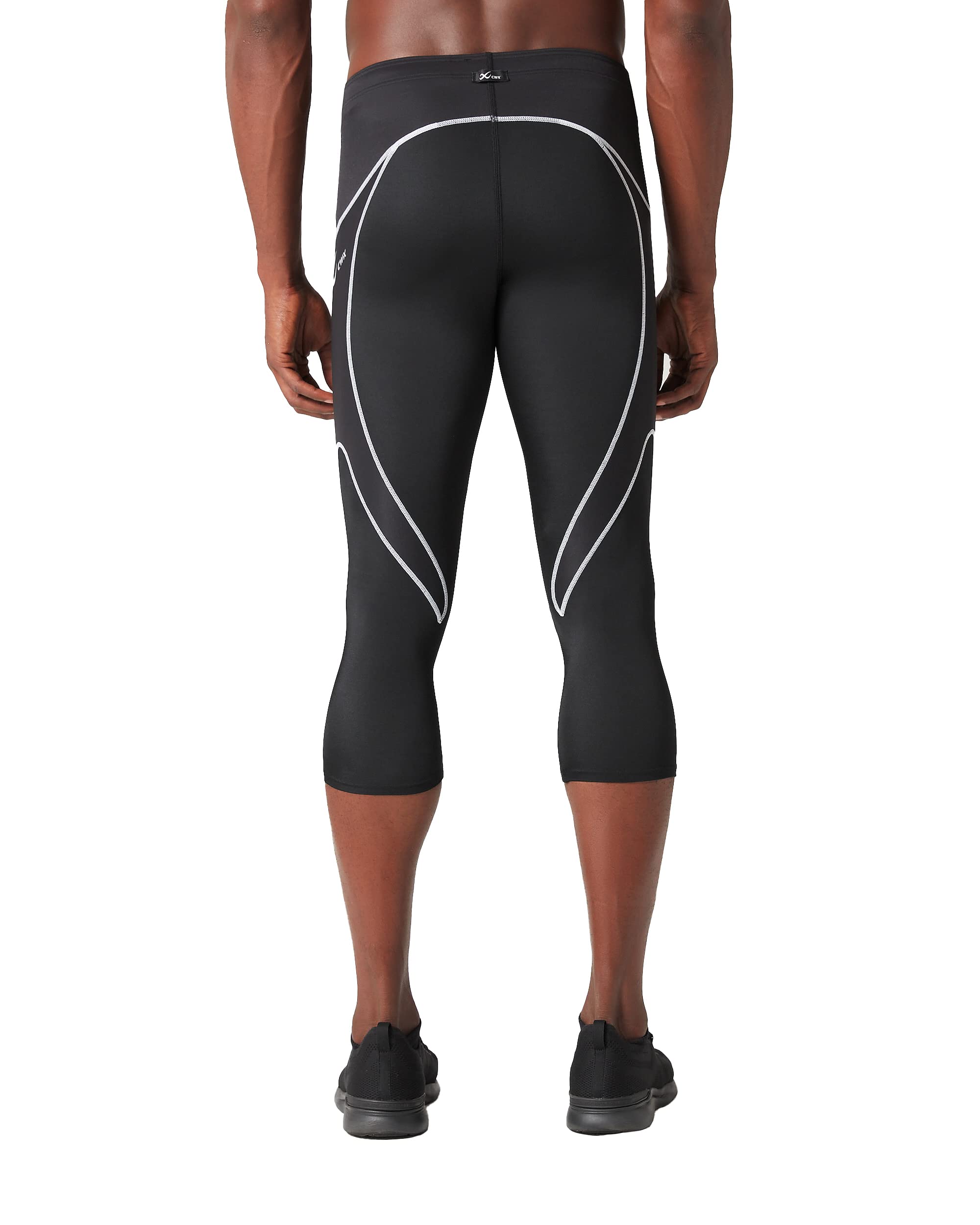 CW-X Men's Stabilix 3/4 Compression Tights for Joint Support - Running, Cycling & Workout Recovery (Black)