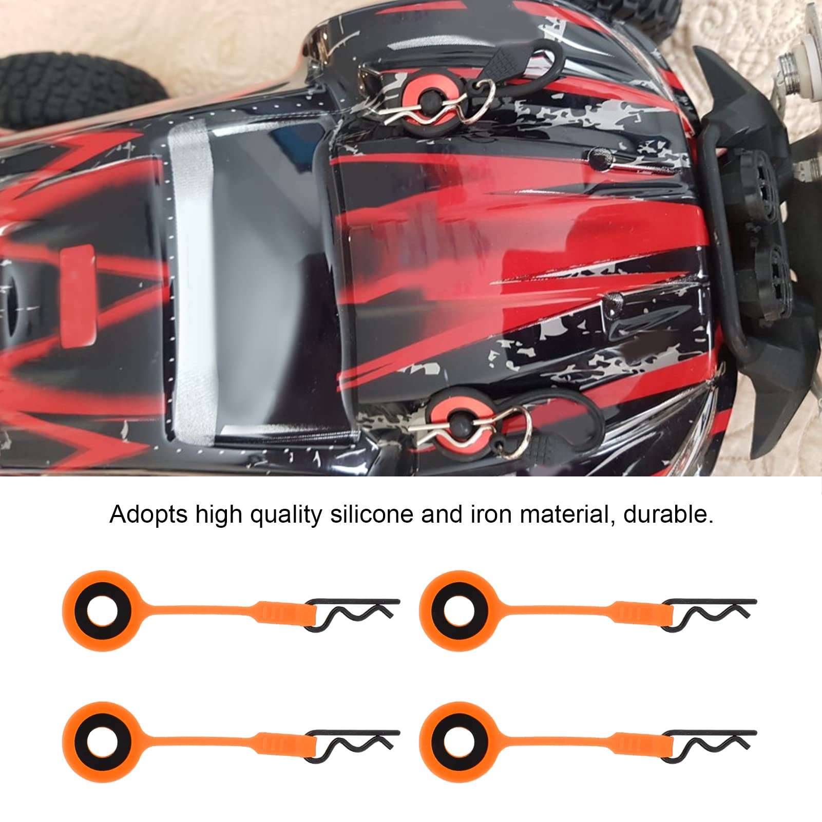Dilwe 4PCS Universal 1/10 RC Car Shell Body Fixed Clips - Orange Upgrade Replacement Parts for RC Model Cars | Perfect for Off-Road Racing & RC Car Maintenance