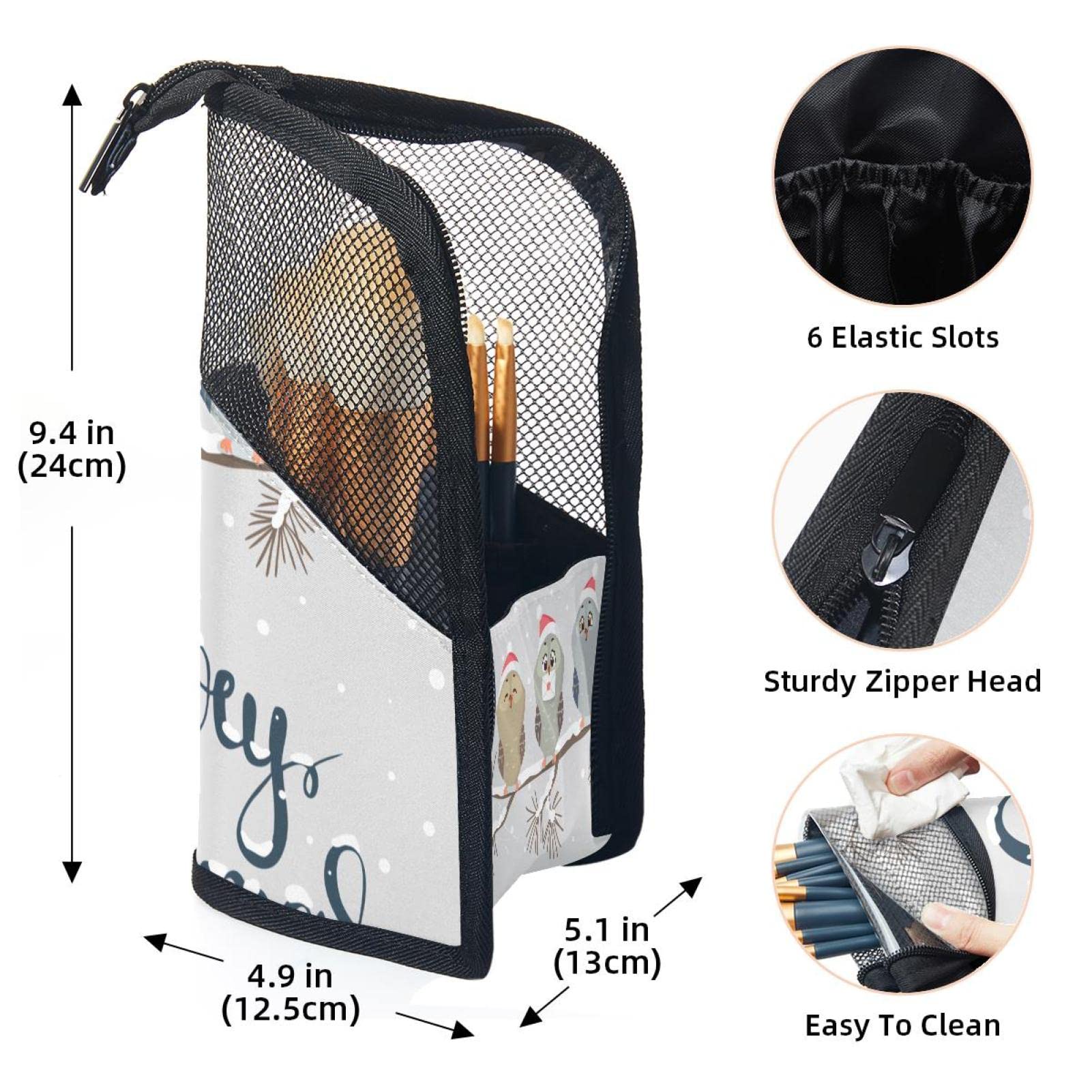 12-Piece Makeup Brush Set with Owl Design Organizer Bag - Portable Travel Cosmetic Brush Holder Case for Christmas Gifts & Everyday Makeup Storage