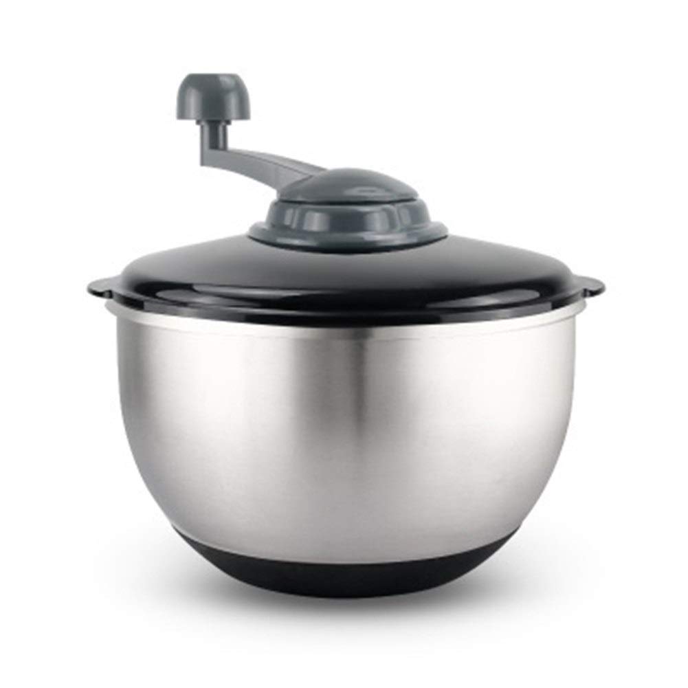 Stainless Steel Salad Spinner - Manual Lettuce Dryer & Vegetable Dehydrator with High-Speed Centrifugal Basket for Fresh Greens, Spinach, and Salad Mix - Perfect for Kitchen Prep, Healthy Eating, and Meal Prepping