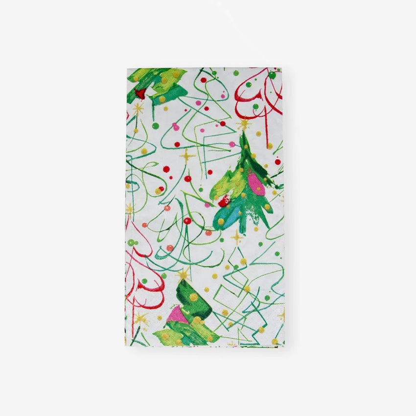 Caspari Premium Pop Christmas Napkins - 16-Pack Holiday Dinner Napkins for Christmas Party, Festive Table Decor, and Seasonal Celebrations