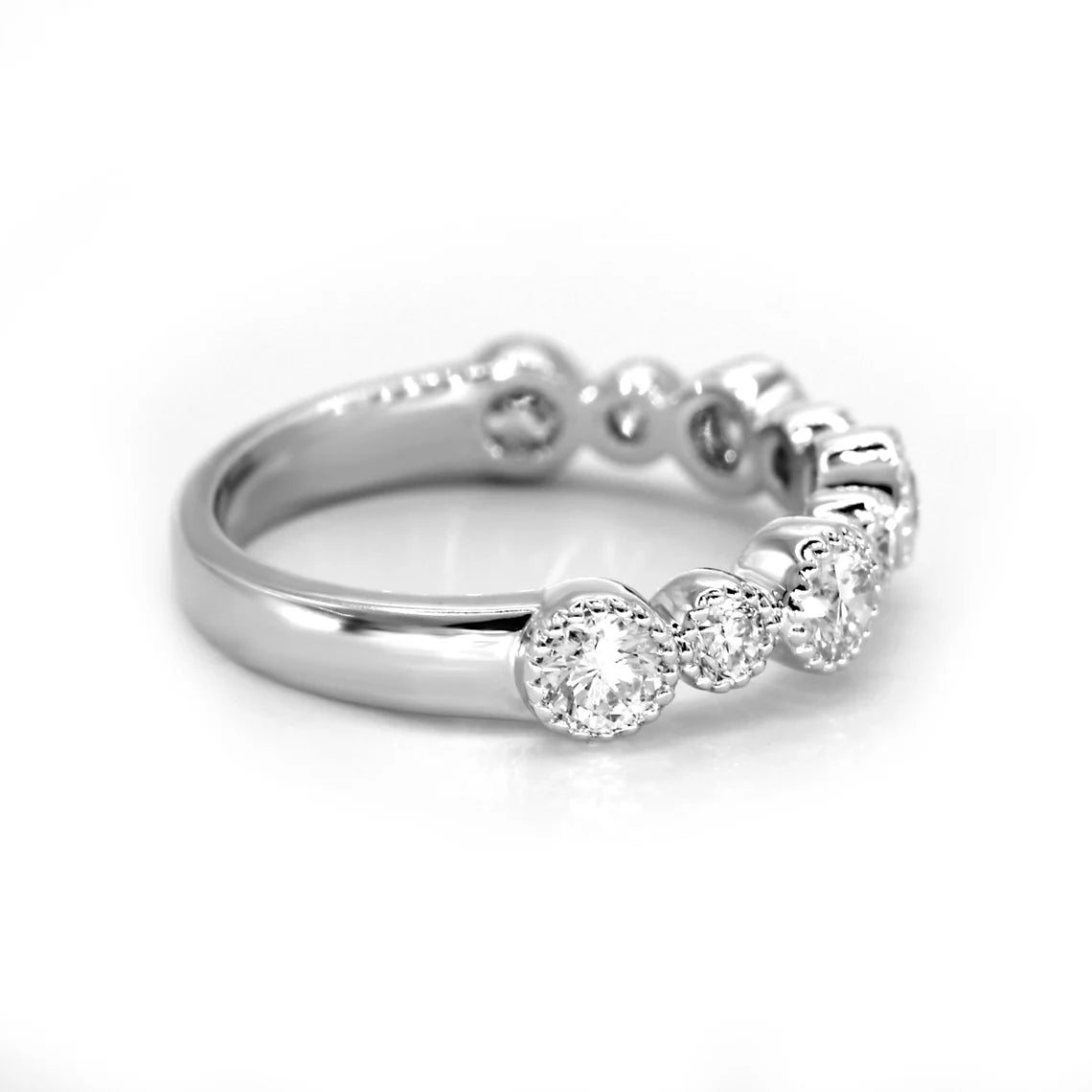 0.85 Carat Round Diamond Wedding Stackable Band - Bezel Set Milgrain Accent Ring for Women - Perfect for Bridal, Anniversary, and Everyday Elegant Jewelry