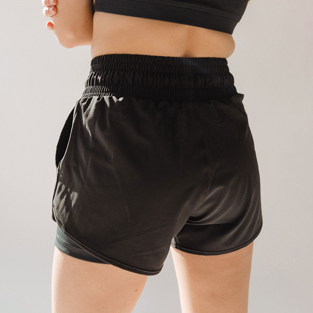 Black Lunge Shorts for Women - High Waist Yoga Workout Shorts with Pockets - Perfect for Gym, Running, and Fitness Training