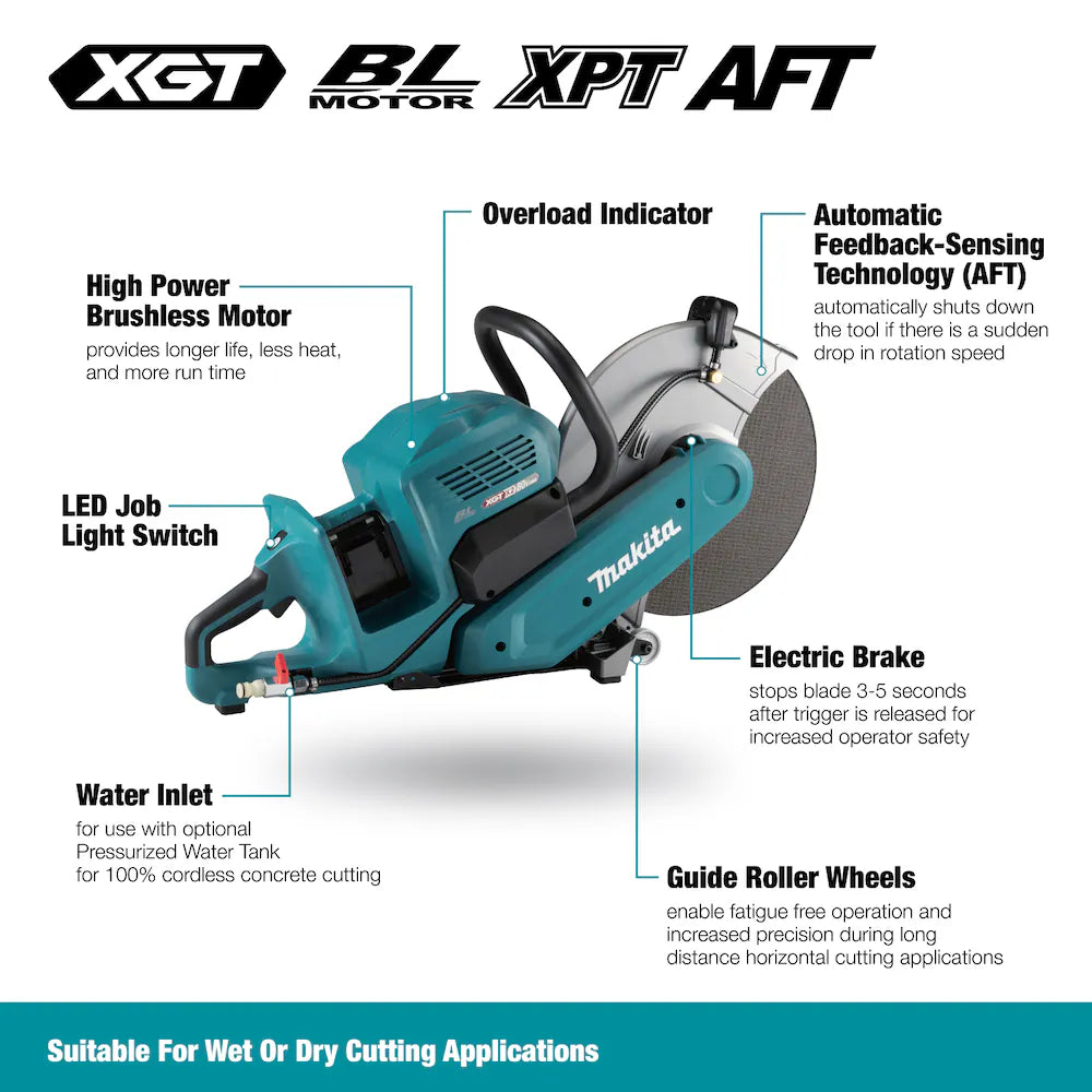Makita 80V (40Vx2) XGT 14-Inch Power Cutter with 8.0Ah Battery x 4 - Professional Cordless Cutting Tool for Concrete, Metal, and Masonry - Perfect for Construction Sites and DIY Projects