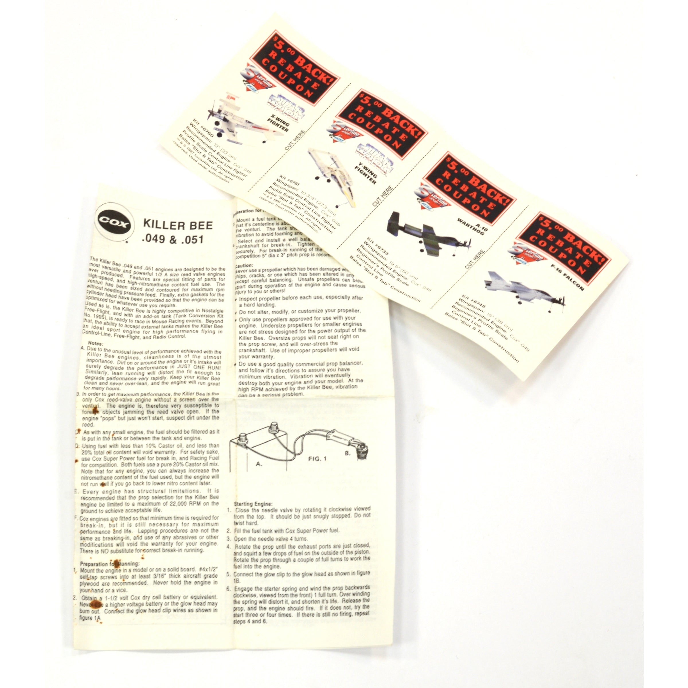 New in Box COX Killer Bee .049 Engine with Spring Starter #340 for Model Airplanes - Perfect for RC Aircraft Hobbyists and Beginners