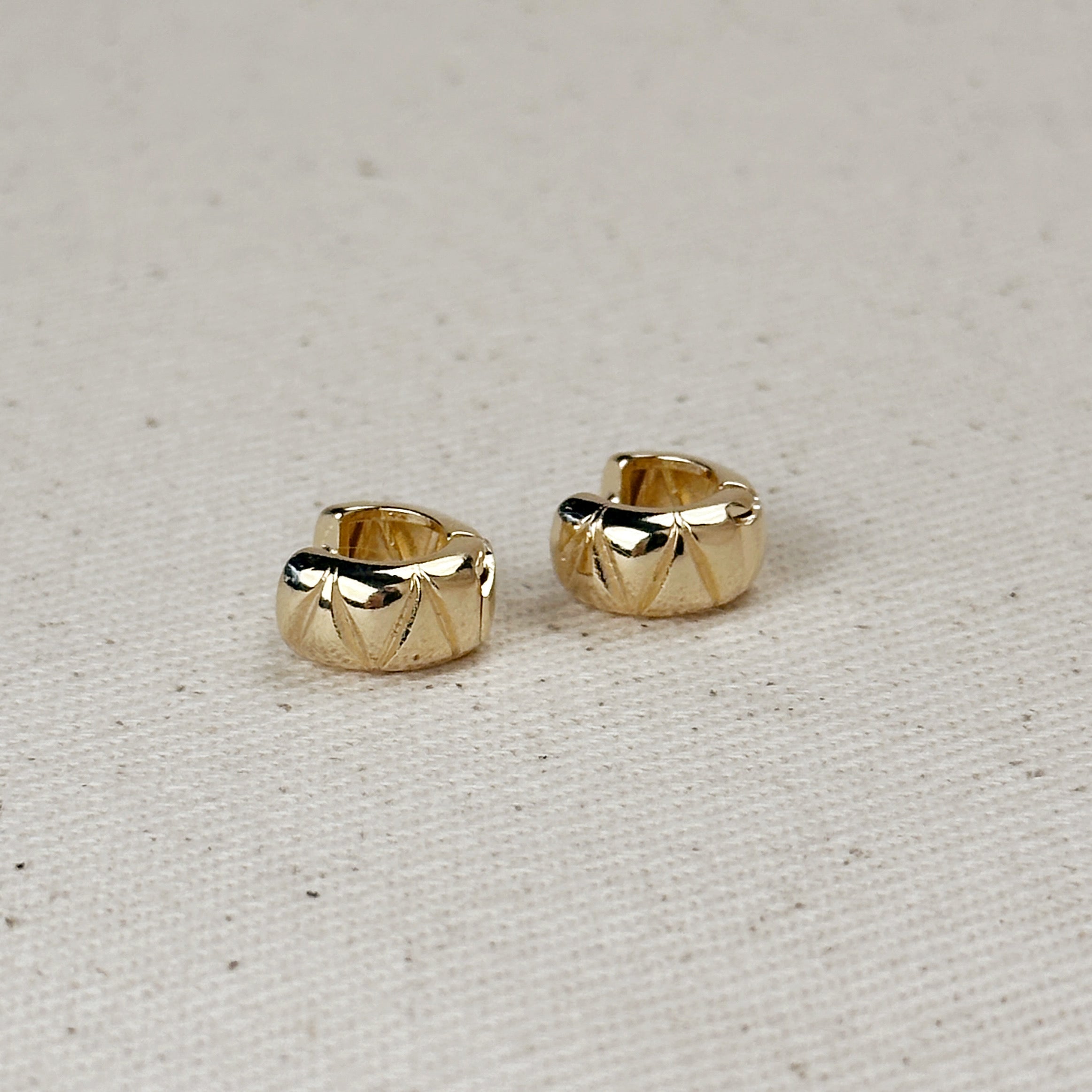 18K Gold Filled Diamond Cut Mini Chunky Hoop Earrings for Women - Dainty Everyday Jewelry, Gift for Her, Perfect for Work, Date Night & Special Occasions