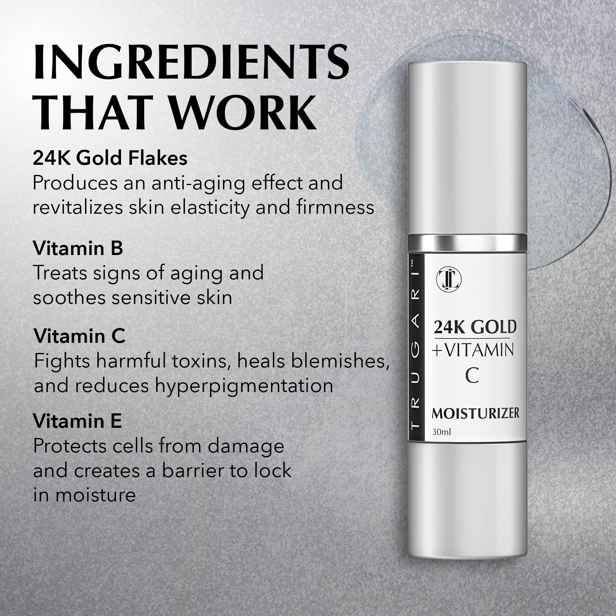 24K Gold + Vitamin C + Collagen Face Serum - Advanced Anti-Aging Moisturizer for Wrinkles, Firming & Skin Repair | Pure Bio-Active Natural Formula | Perfect for Daily Skincare Routine & Nighttime Rejuvenation