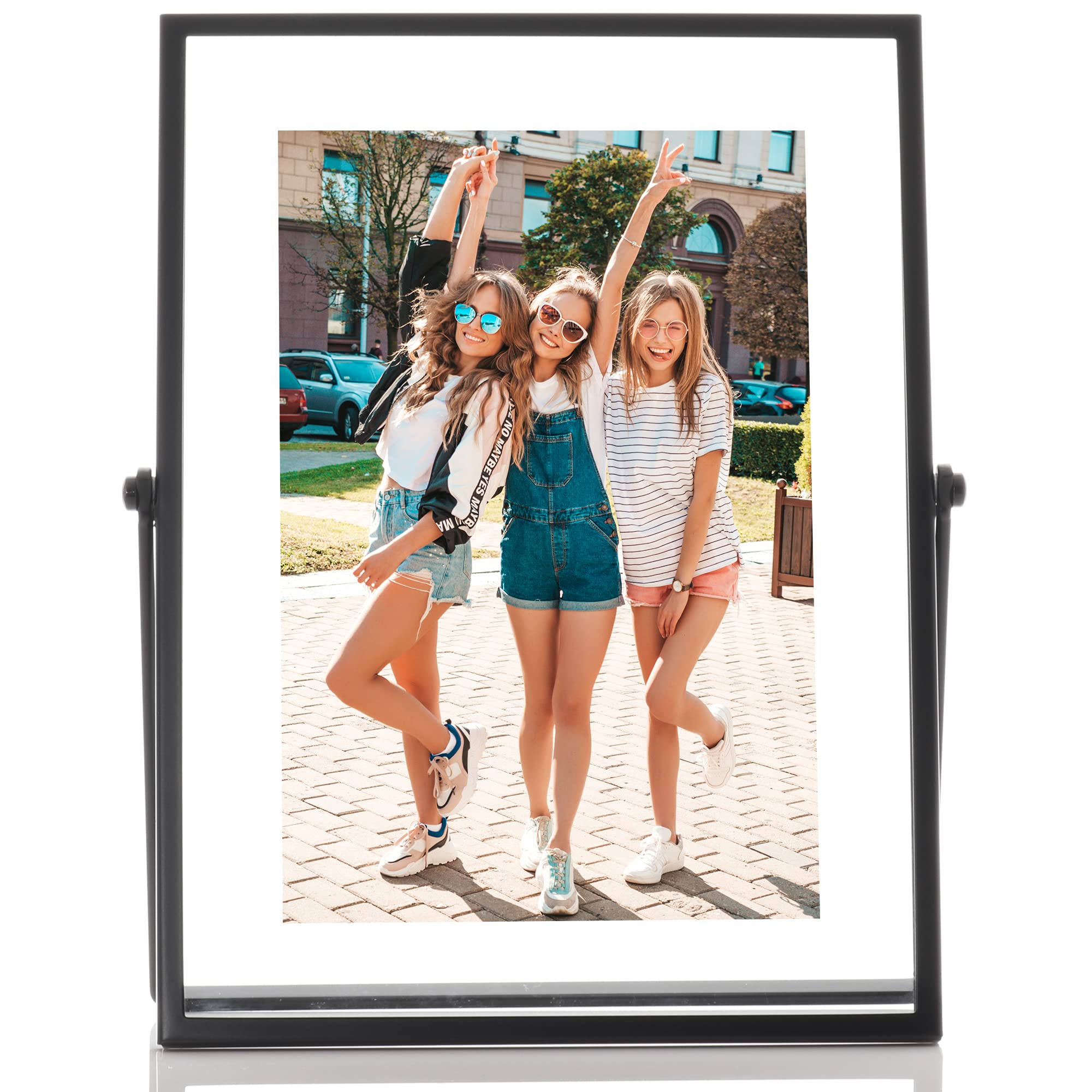 Lawrence Frames Metal Easel Float Picture Frame 4x6 Inch - Black Display Stand for Tabletop Photos, Artwork, and Graduation Pictures - Perfect for Home, Office, and Gallery Decor