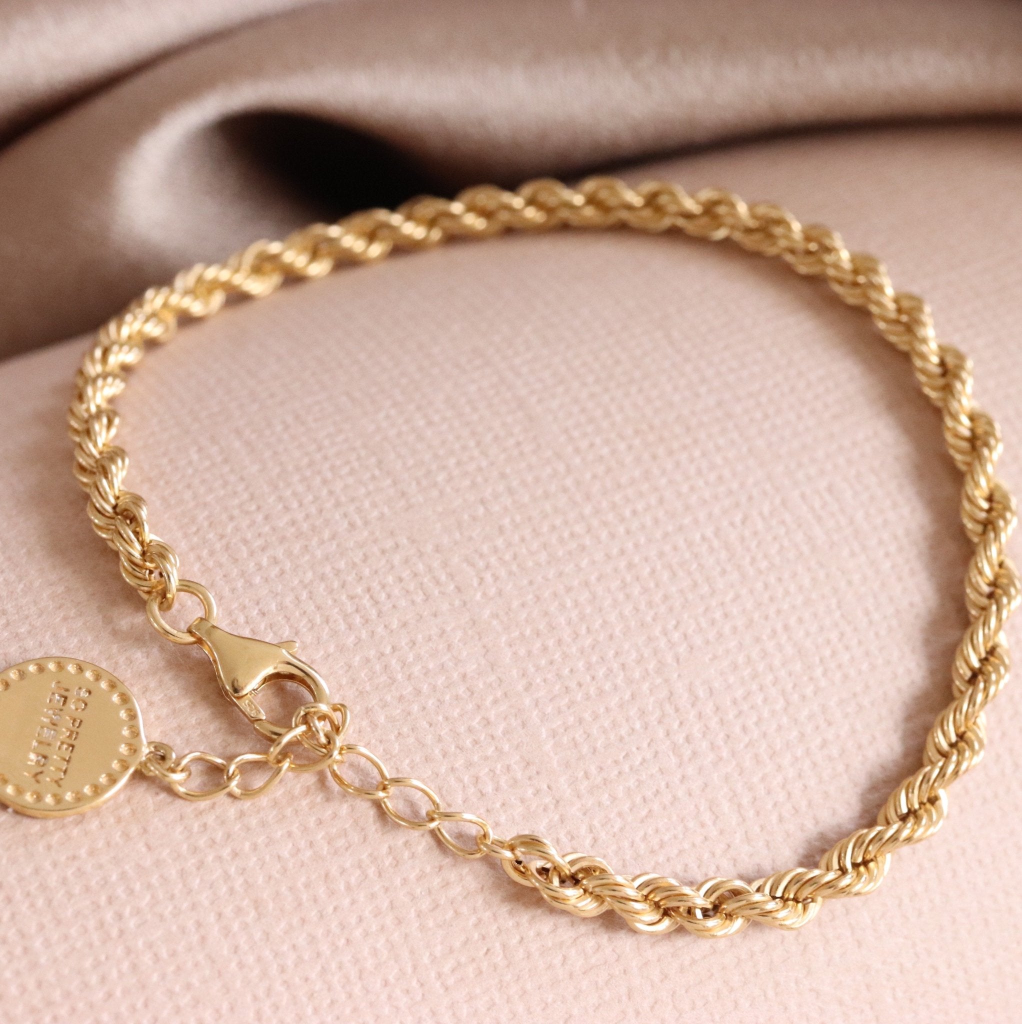 Fearless Twisted Rope Chain Bracelet in Gold - Stylish Jewelry for Women, Trendy Accessory for Casual Wear, Parties & Special Occasions