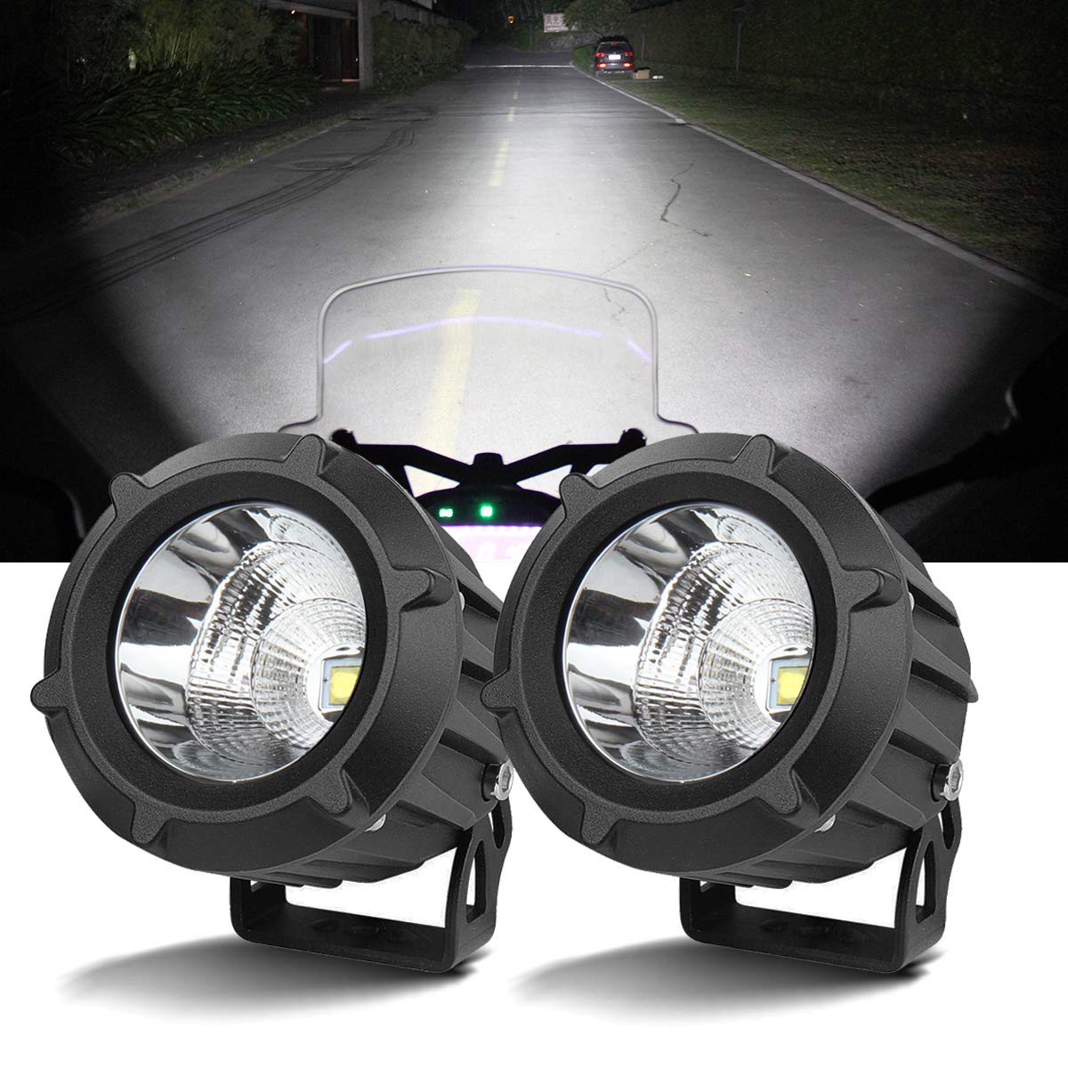 Chelhead 3.5 Inch Round LED Motorcycle Fog Lights - Waterproof Auxiliary Driving Lights for Jeep, ATV, SUV, UTV, Truck, Tractor, Van, RV & Trailer - Perfect for Off-Road Adventures & Night Riding