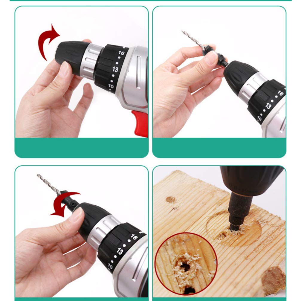 5-Piece Countersunk Head Drill Bit Set - Hex Shank Wood Hole Reamer & Countersink Drill Bits for Woodworking, DIY Projects, and Furniture Assembly