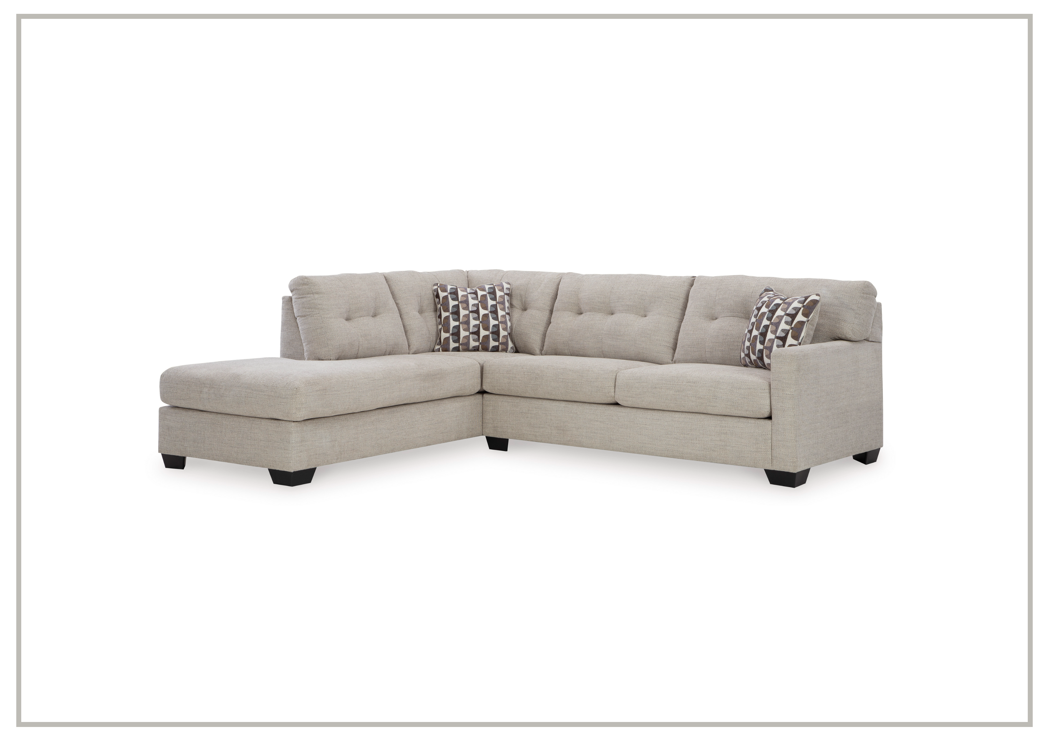 Gio Italia Marston Fabric 2-Piece Sleeper Sectional Sofa with Chaise Lounge | Light & Dark Color Options | Perfect for Small Spaces & Guest Rooms