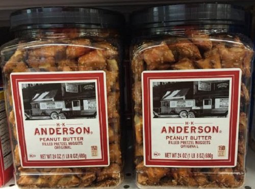 H.K. Anderson Original Peanut Butter Filled Pretzels 24oz (2-Pack) - Crunchy Snack for Office, School & Road Trips